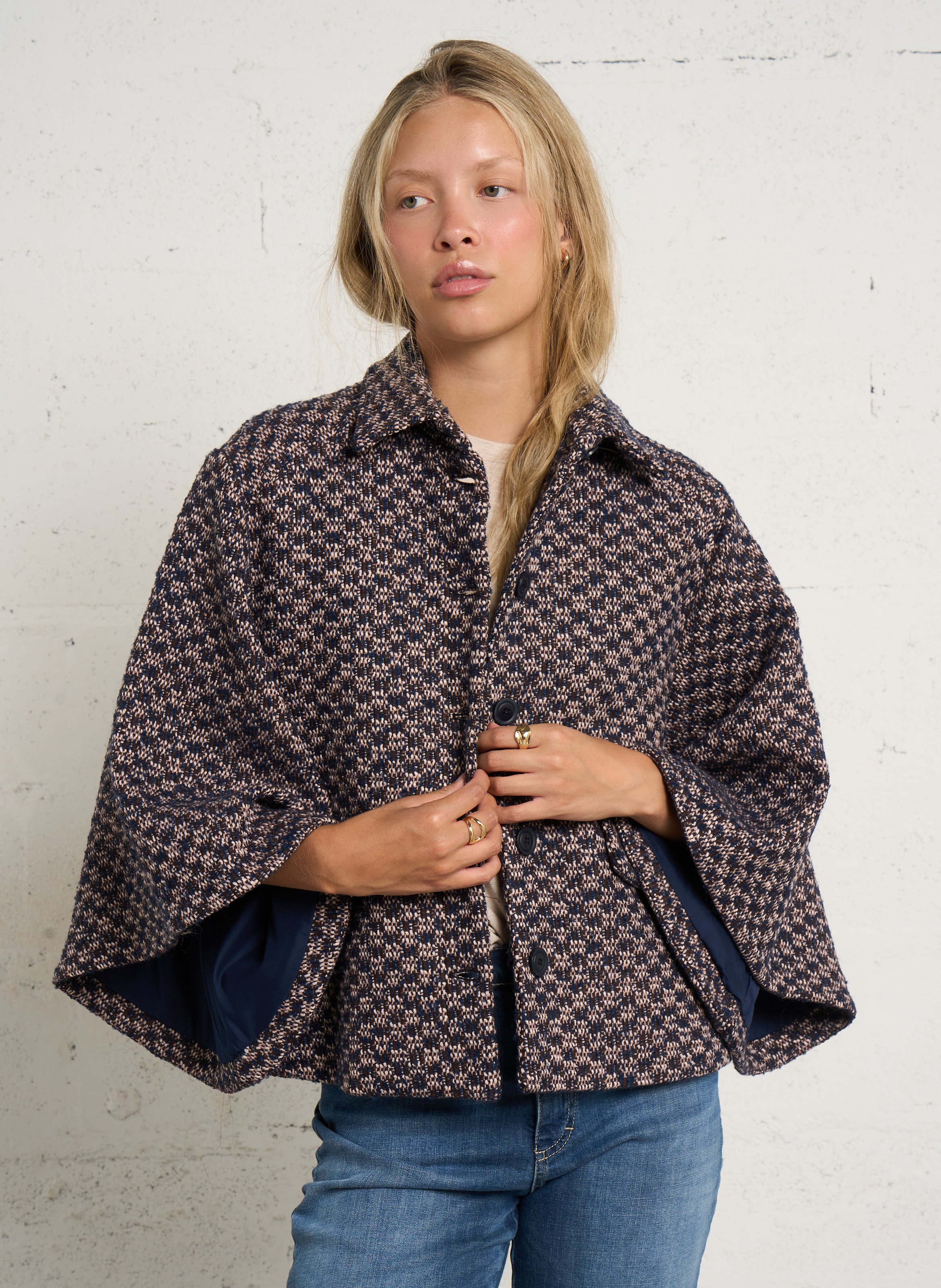 Oversized tweed effect jacket PLEASE Blue