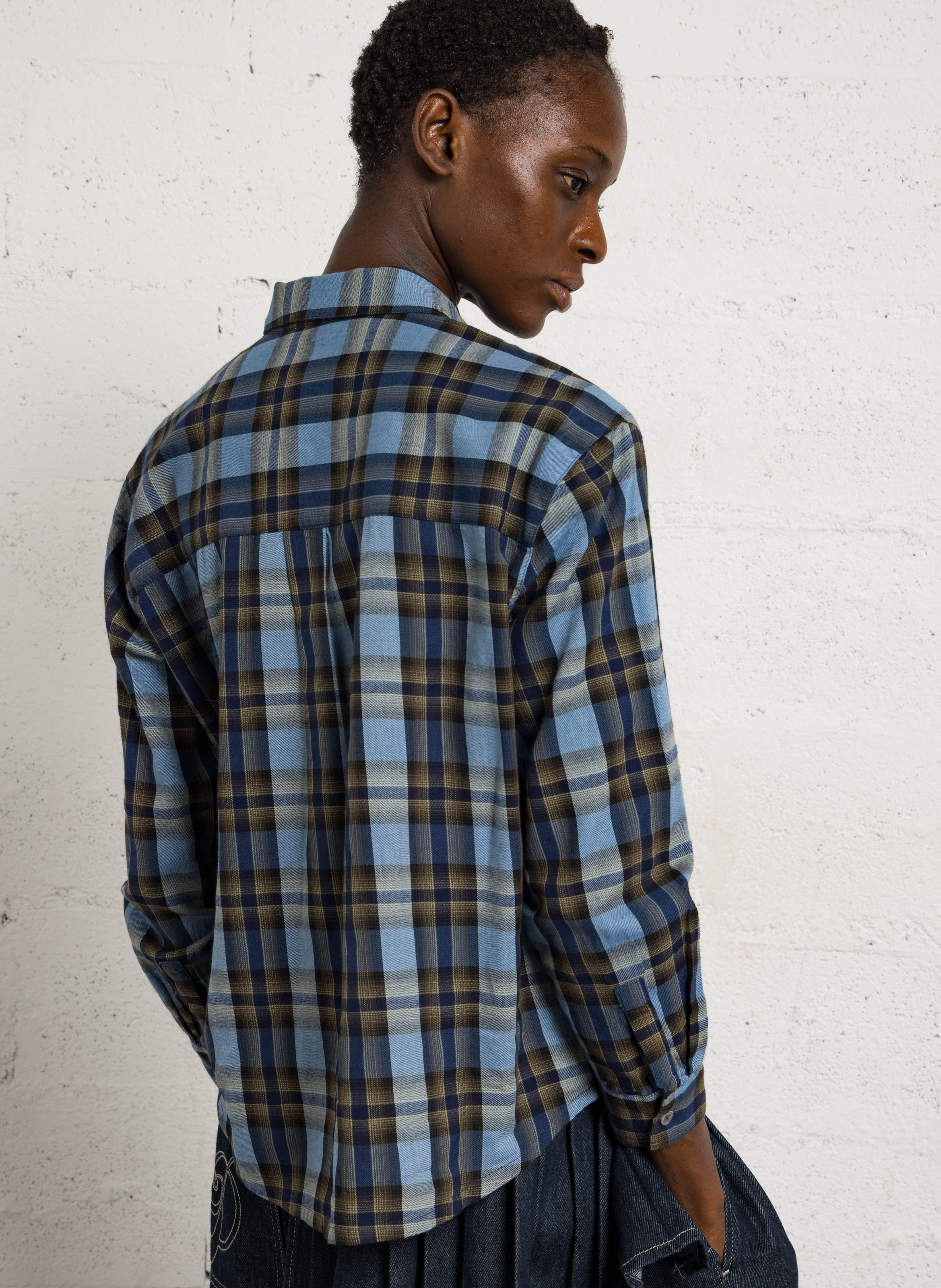 Checked cotton shirt NICE THINGS Blue