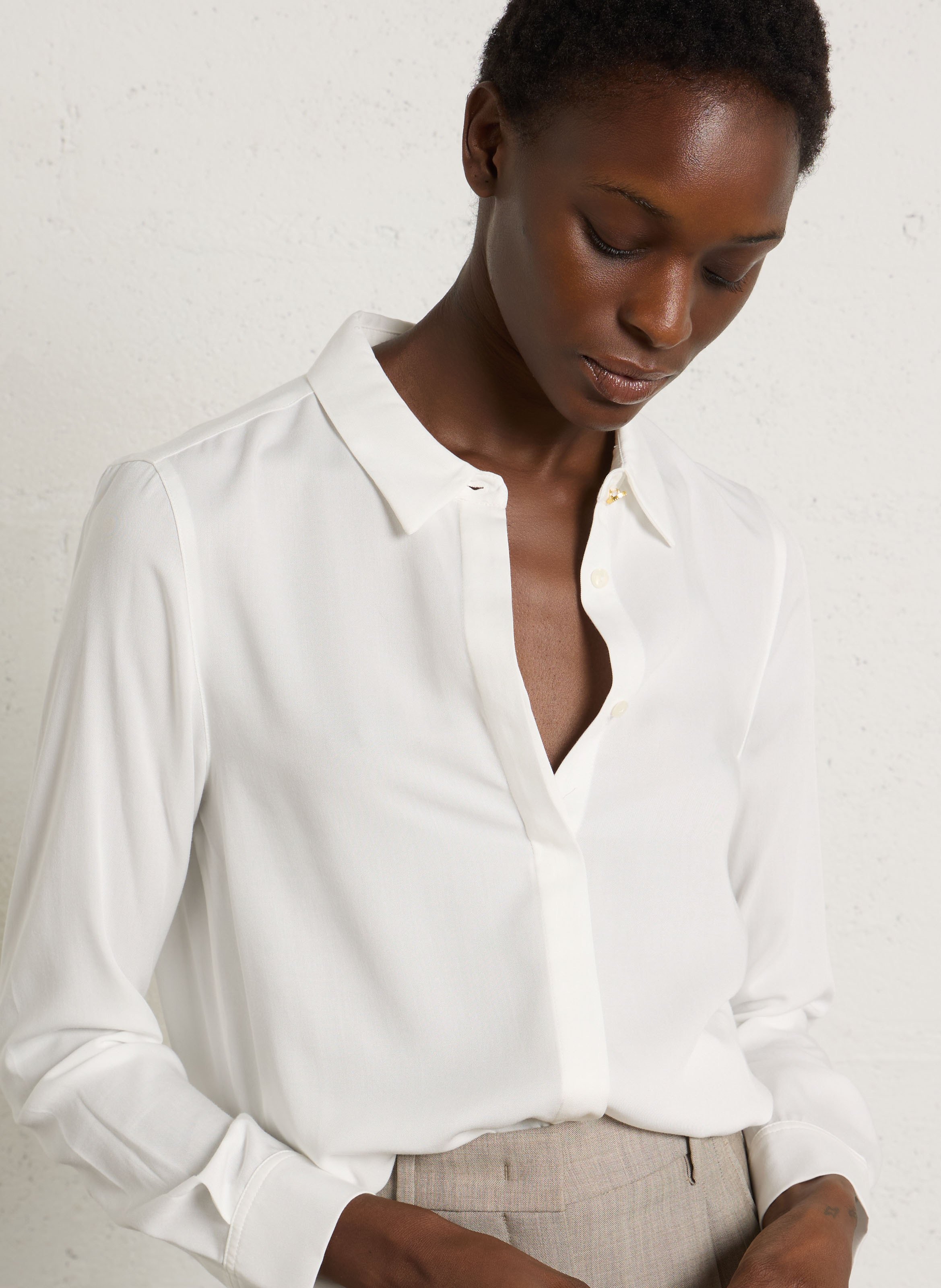 Straight-fit blouse met klassieke kraag MAISON 123 Wit