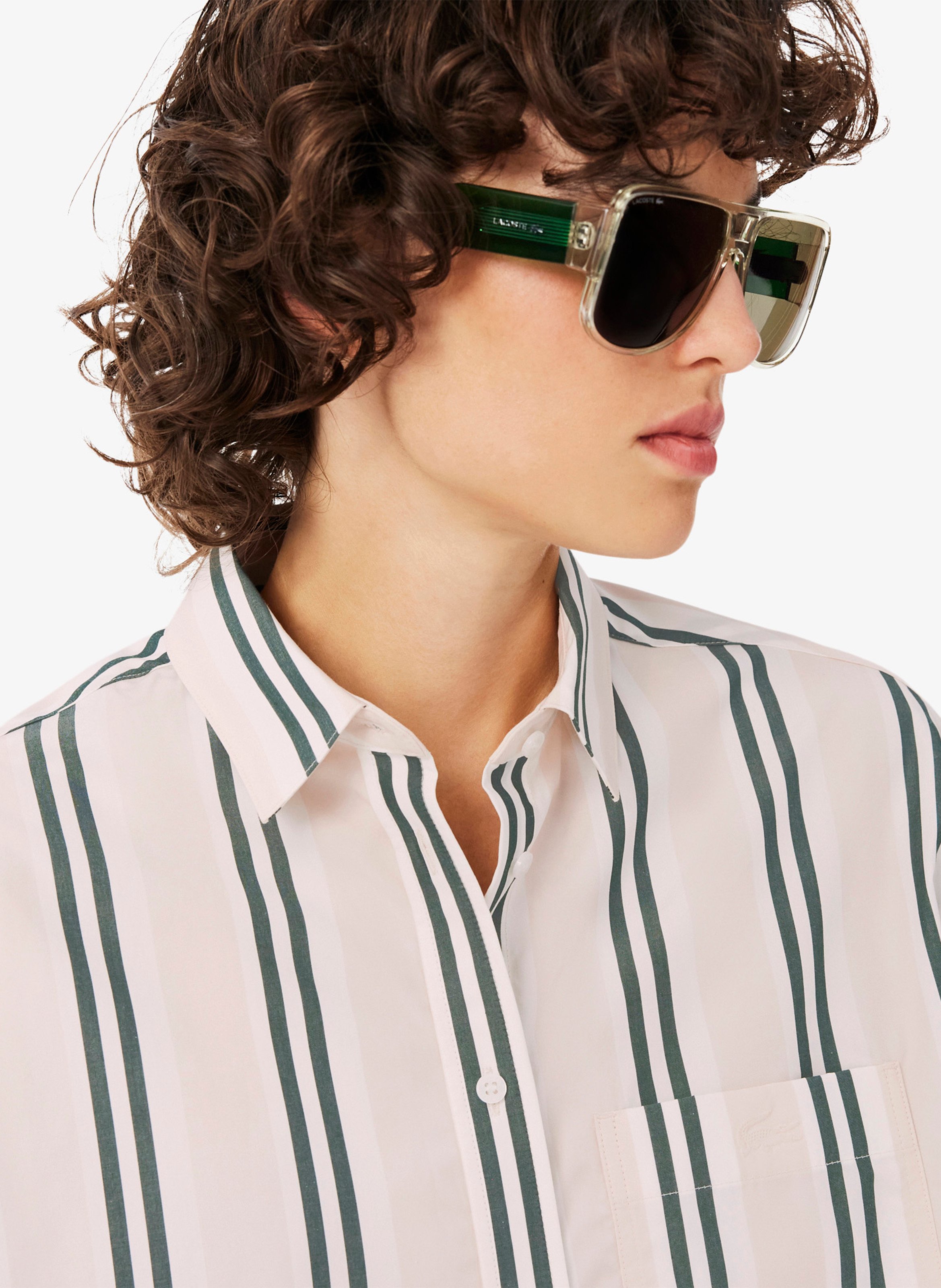 Chemise oversize col classique rayée en coton LACOSTE Multicolore