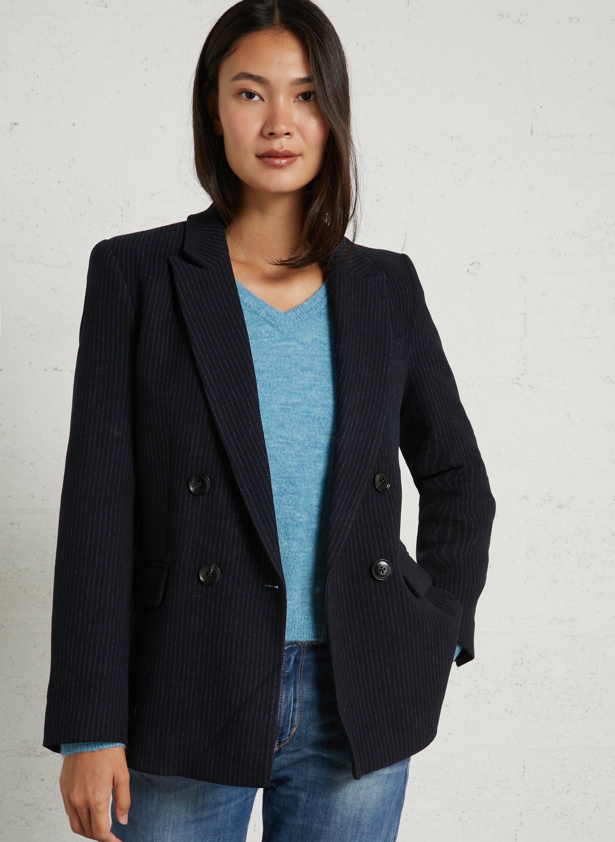 Gestreifter Blazer LEON & HARPER Blau