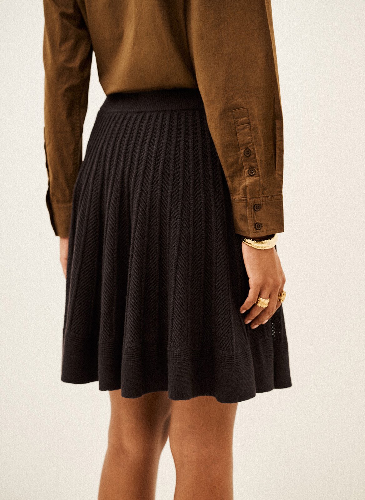 Korte, gerende tricot rok BA&SH Bruin