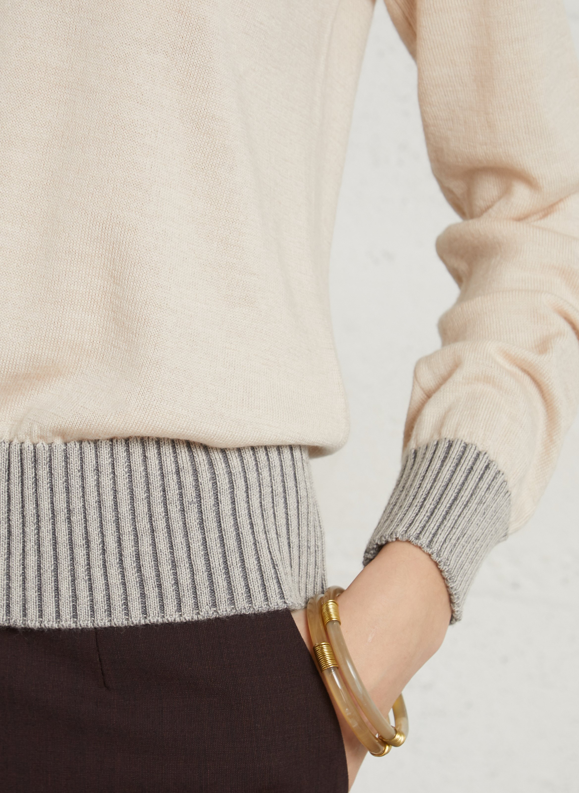 Plain merino wool sweater DIEGA Beige