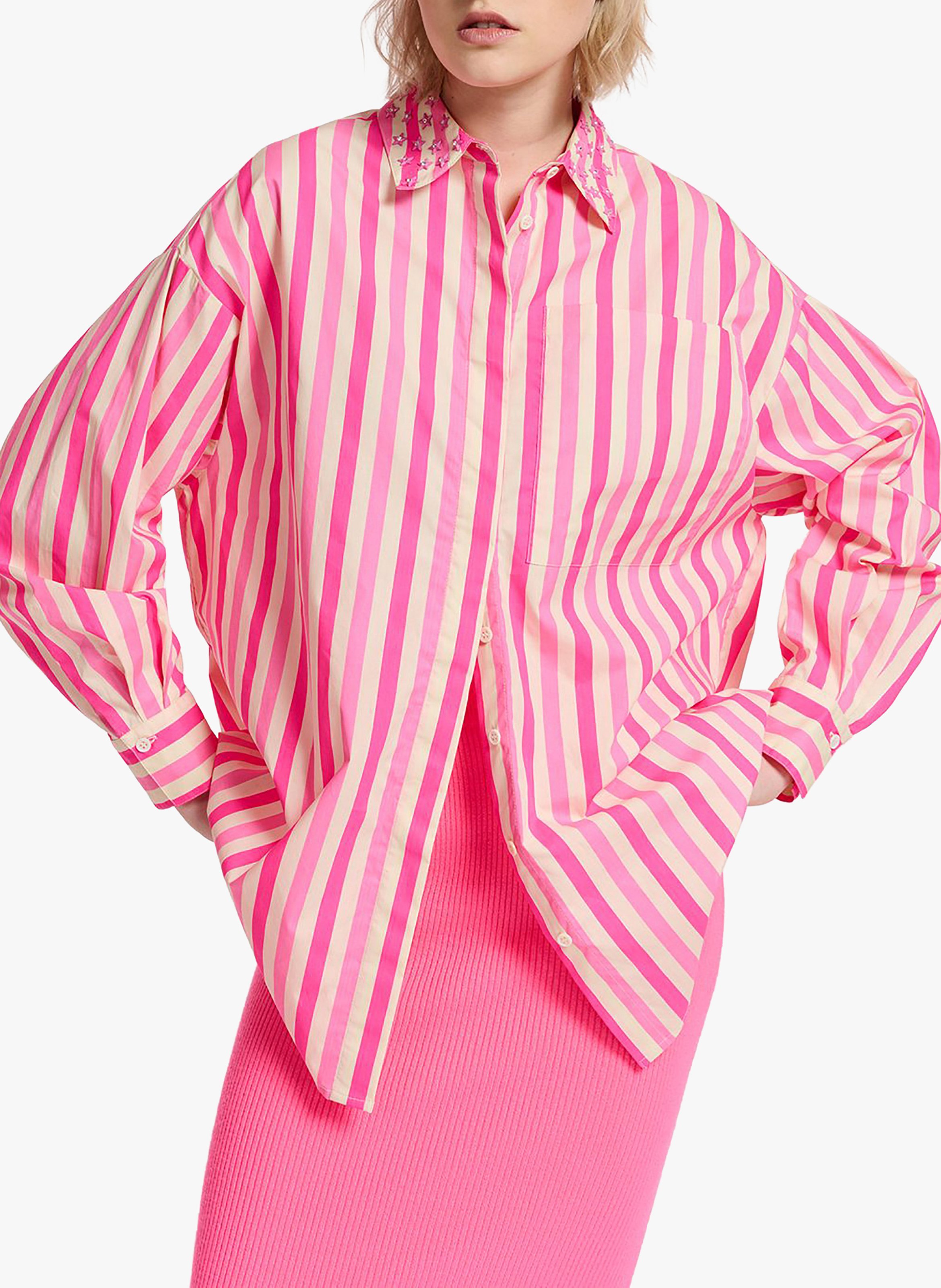 Chemise col classique à rayures en coton   RoseESSENTIEL ANTWERP