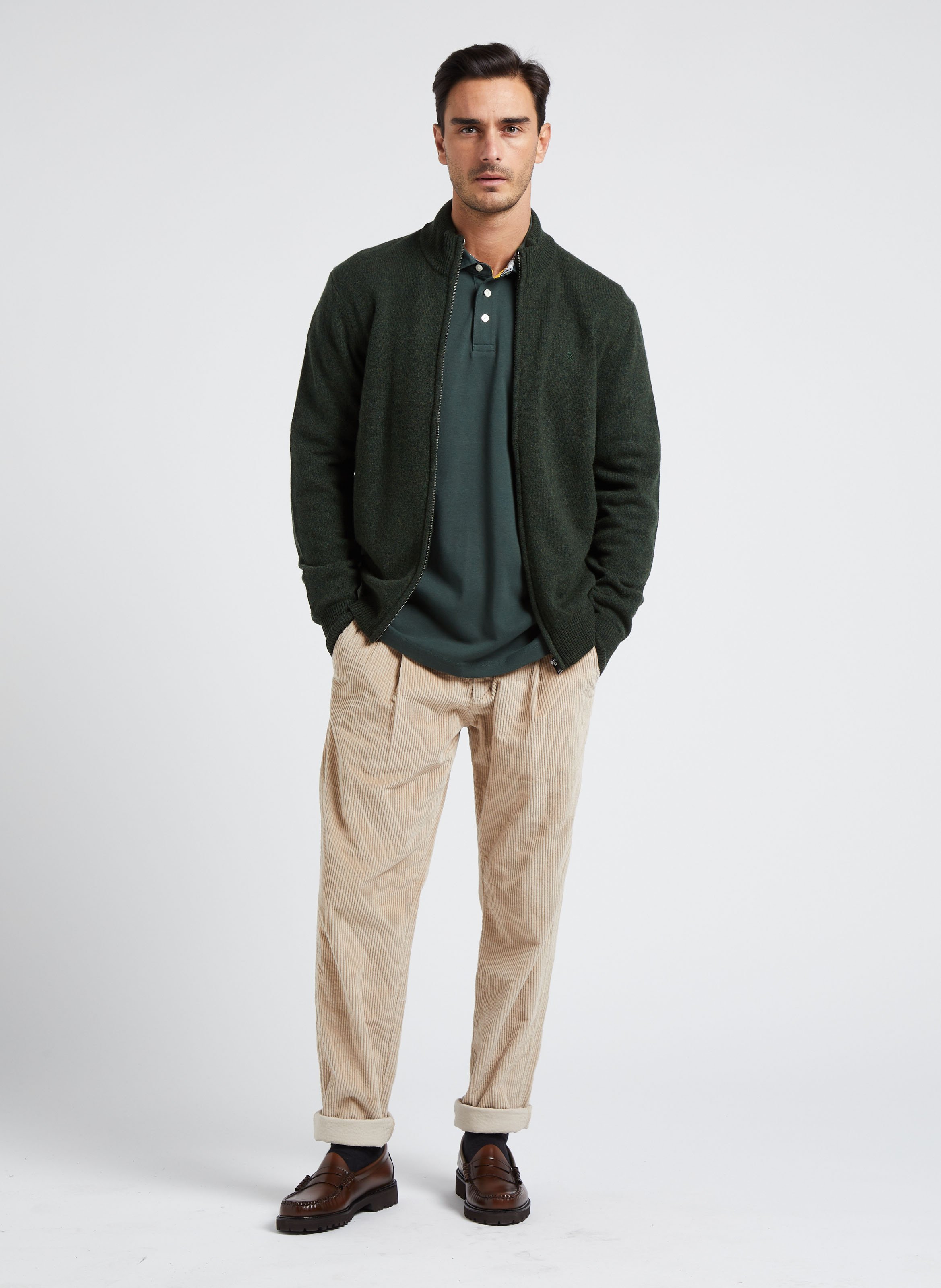 Wool Zipped High-neck Sweater Dark Green Hackett - Men | Place des Tendances