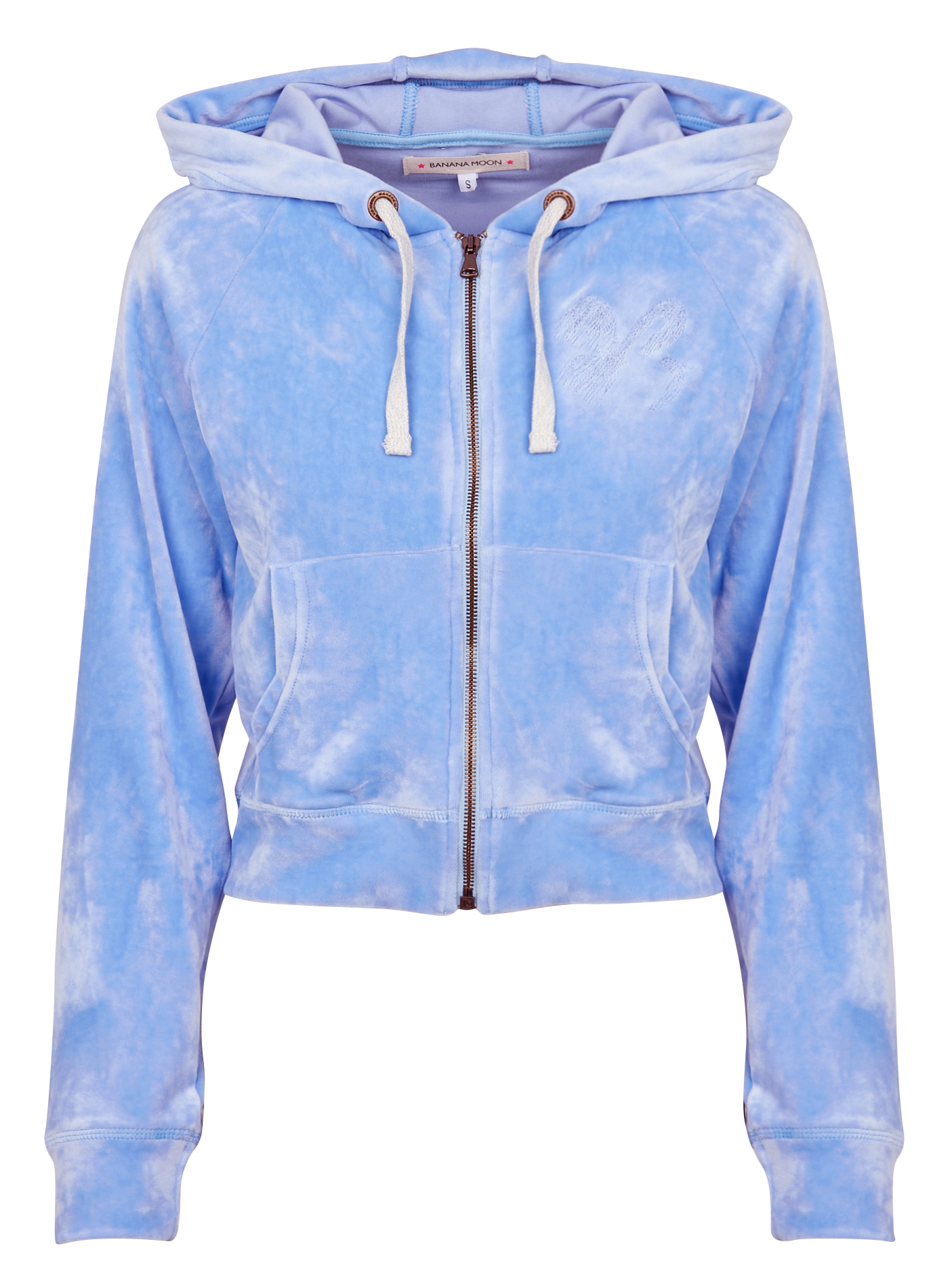 Straight velvet cardigan with hood BANANA MOON Blue