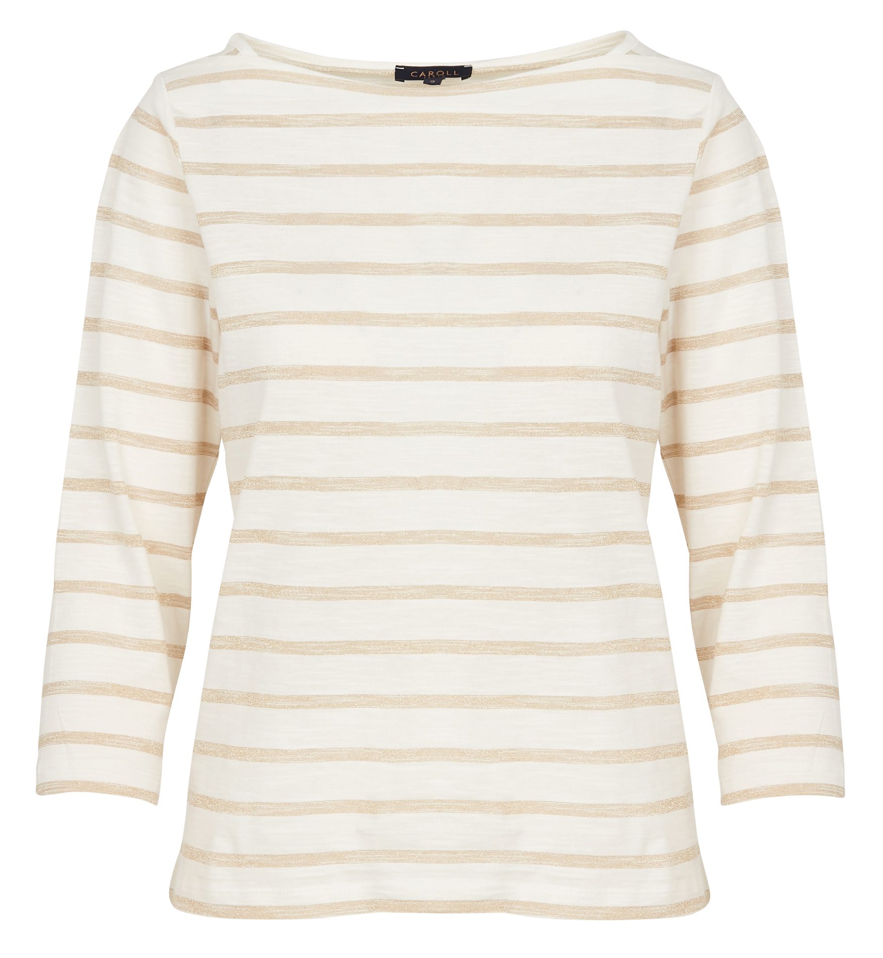 Tee-shirt col bateau rayé en coton CAROLL Doré