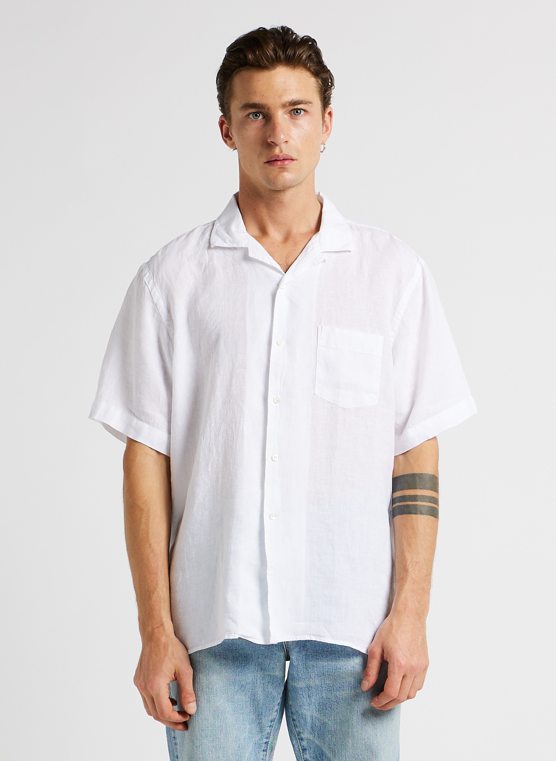 Linen shirt with classic collar HARTFORD White