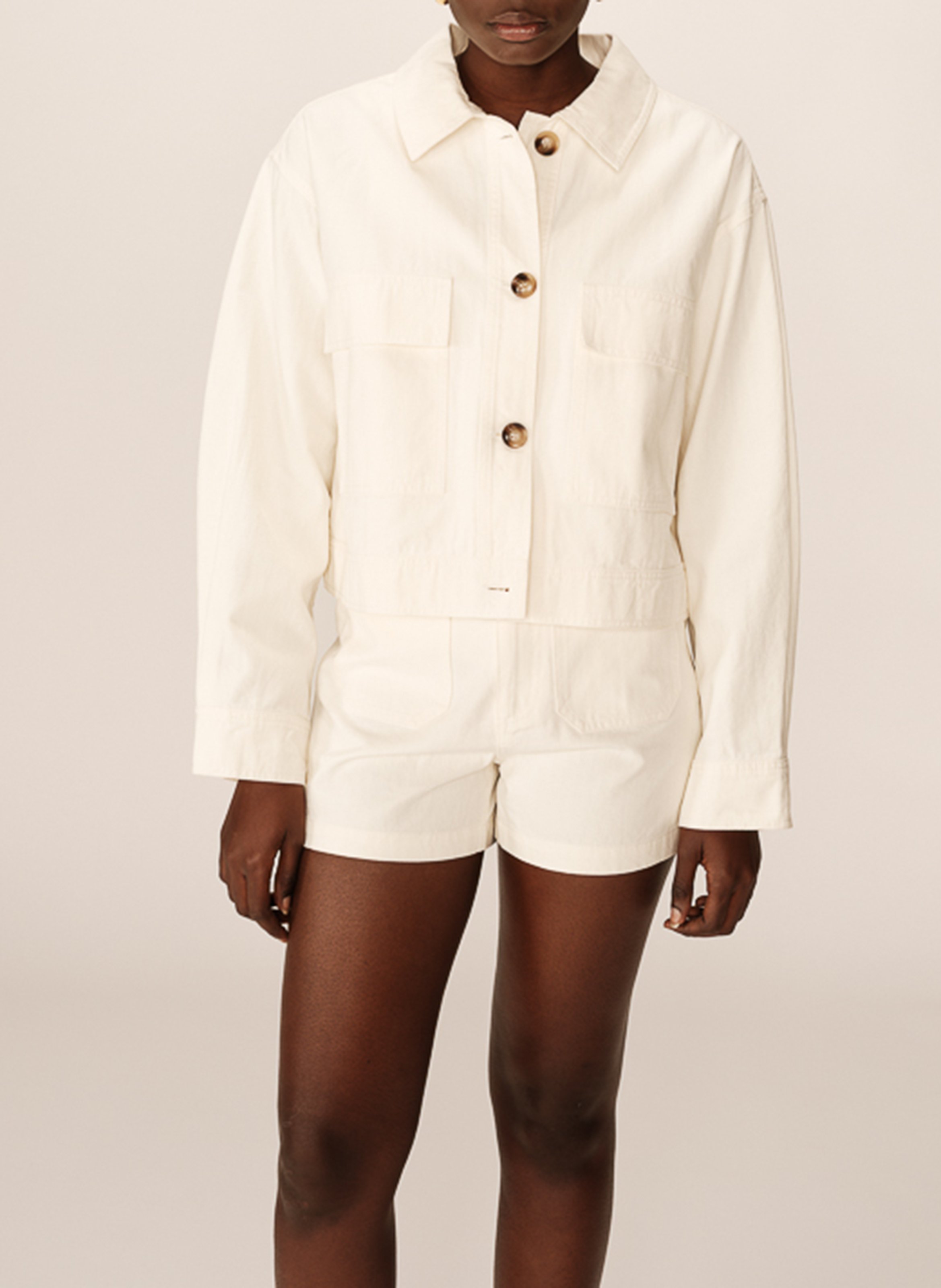 Shirt collar cotton jacket GRACE ET MILA White