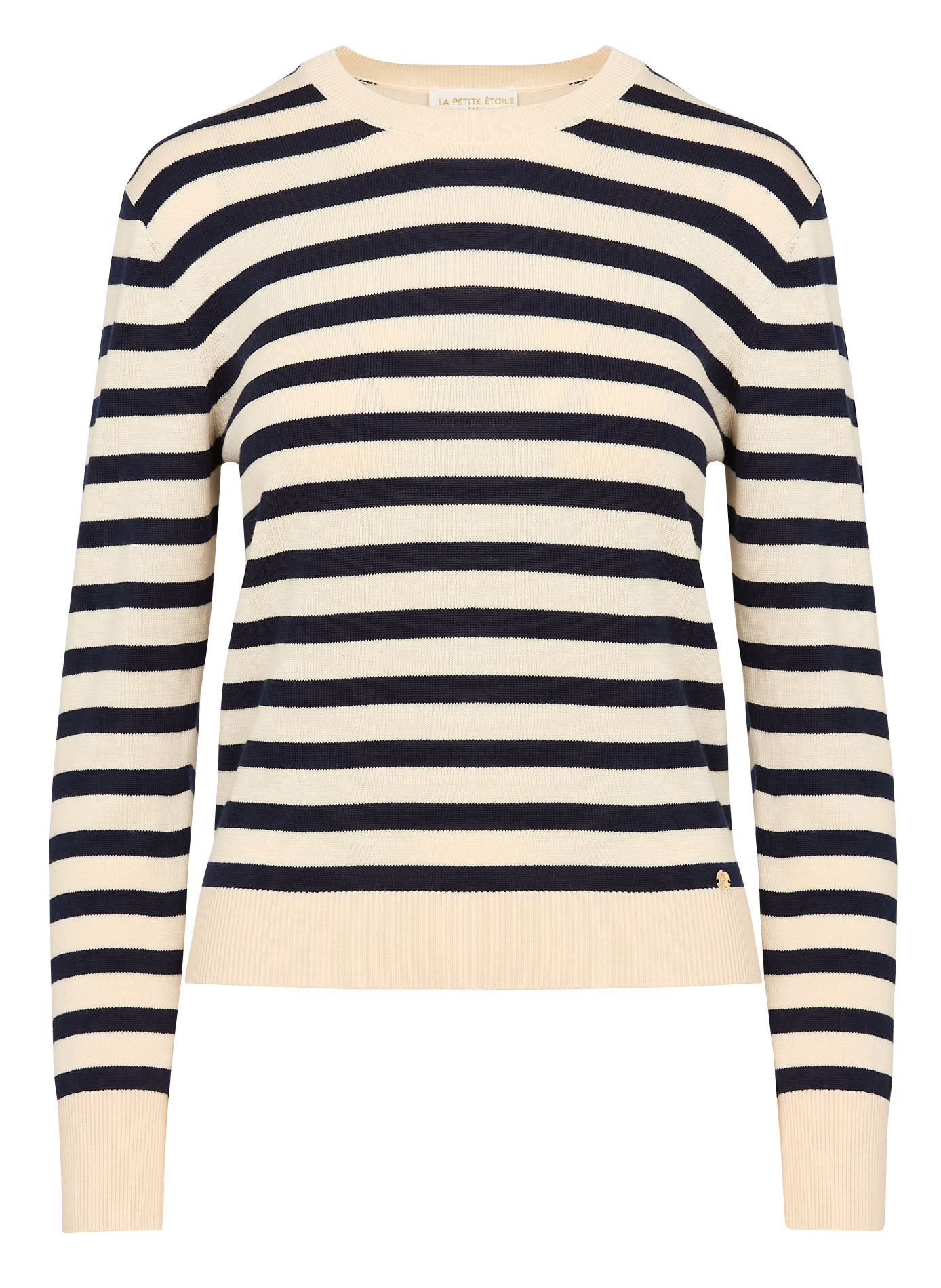 Pull col rond rayé  LA PETITE ETOILE Beige
