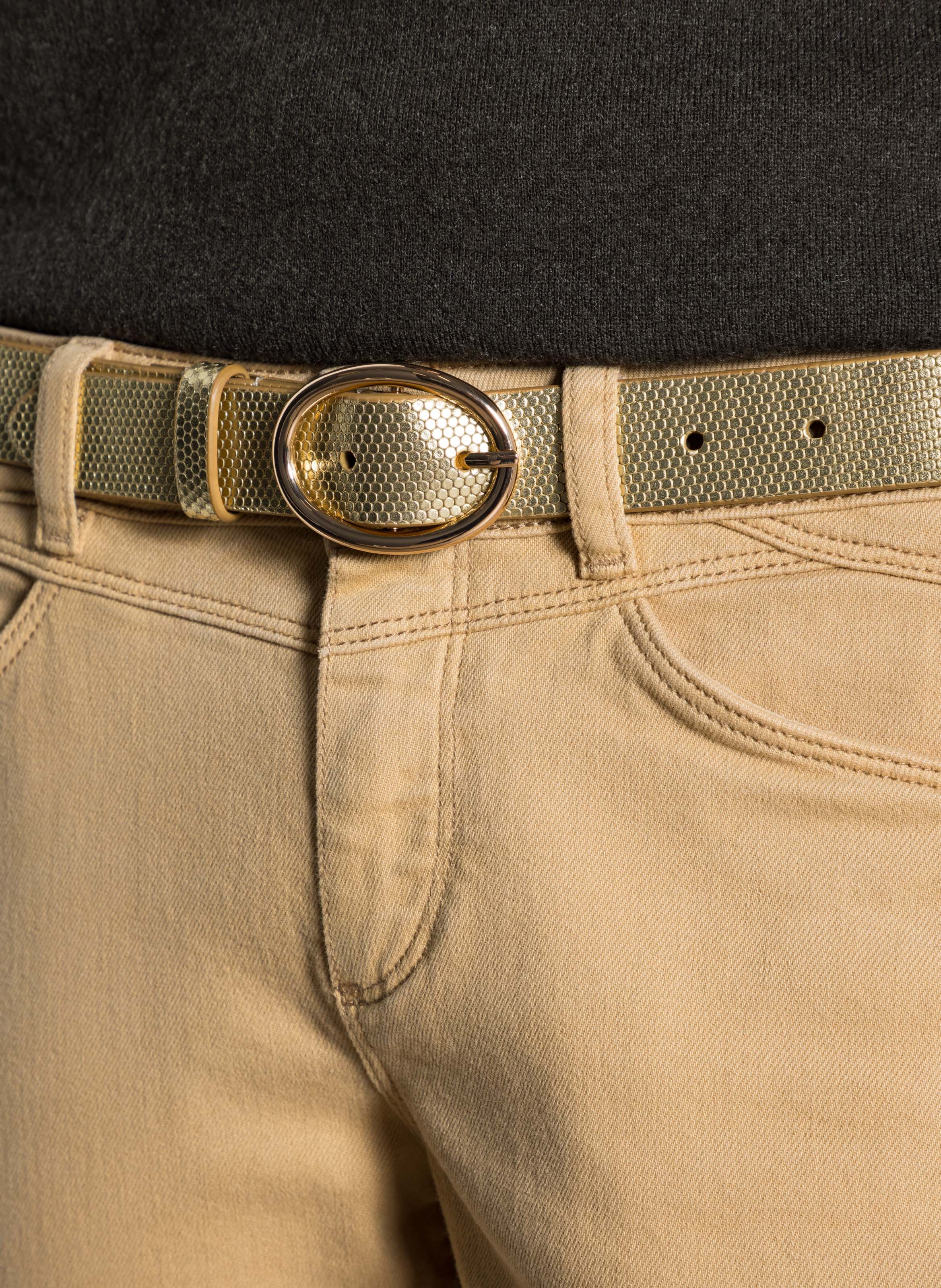 Ceinture en cuir métallisé ONE STEP Doré