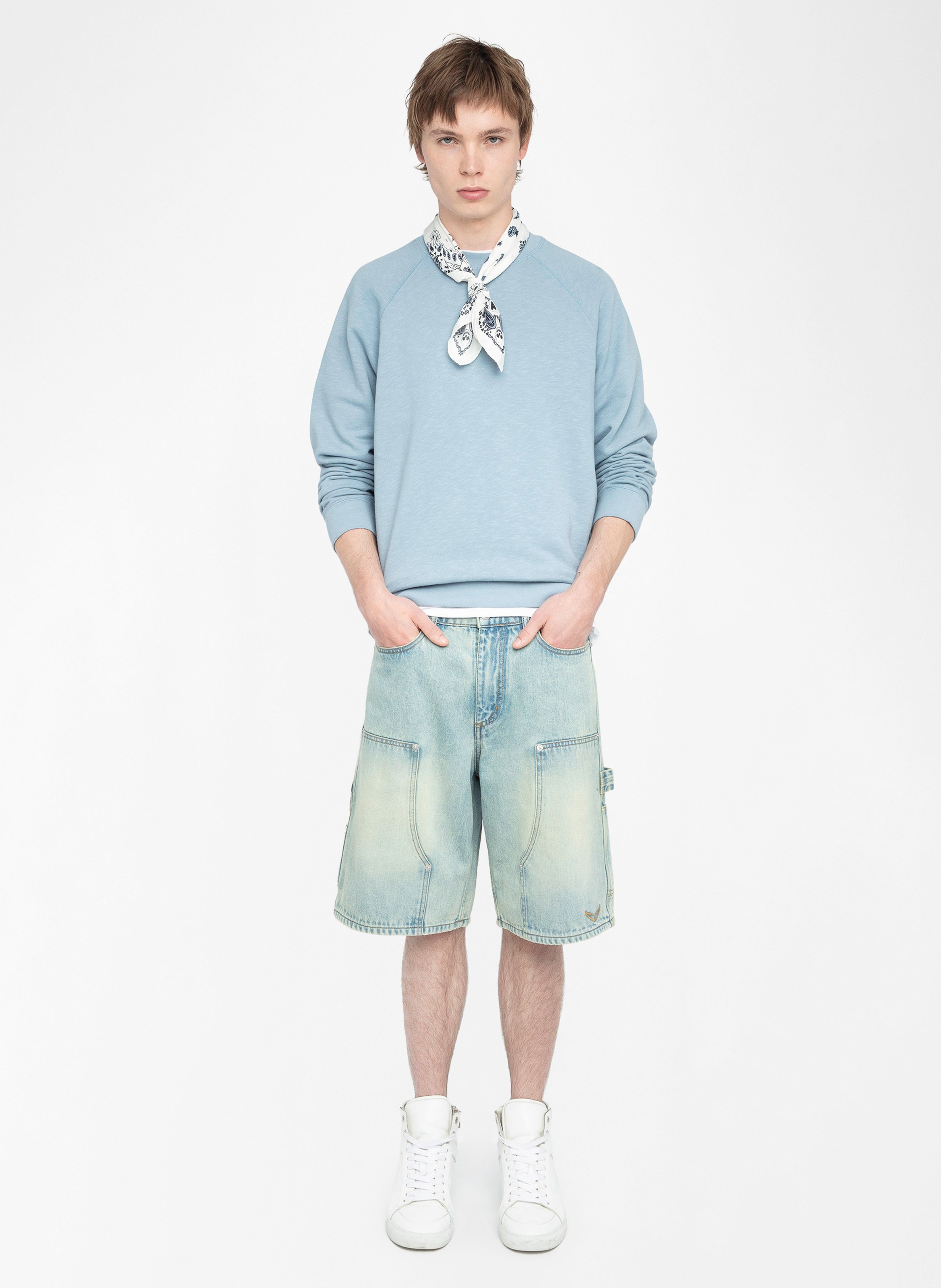 Sweat col rond en coton ZADIG&amp;VOLTAIRE Bleu