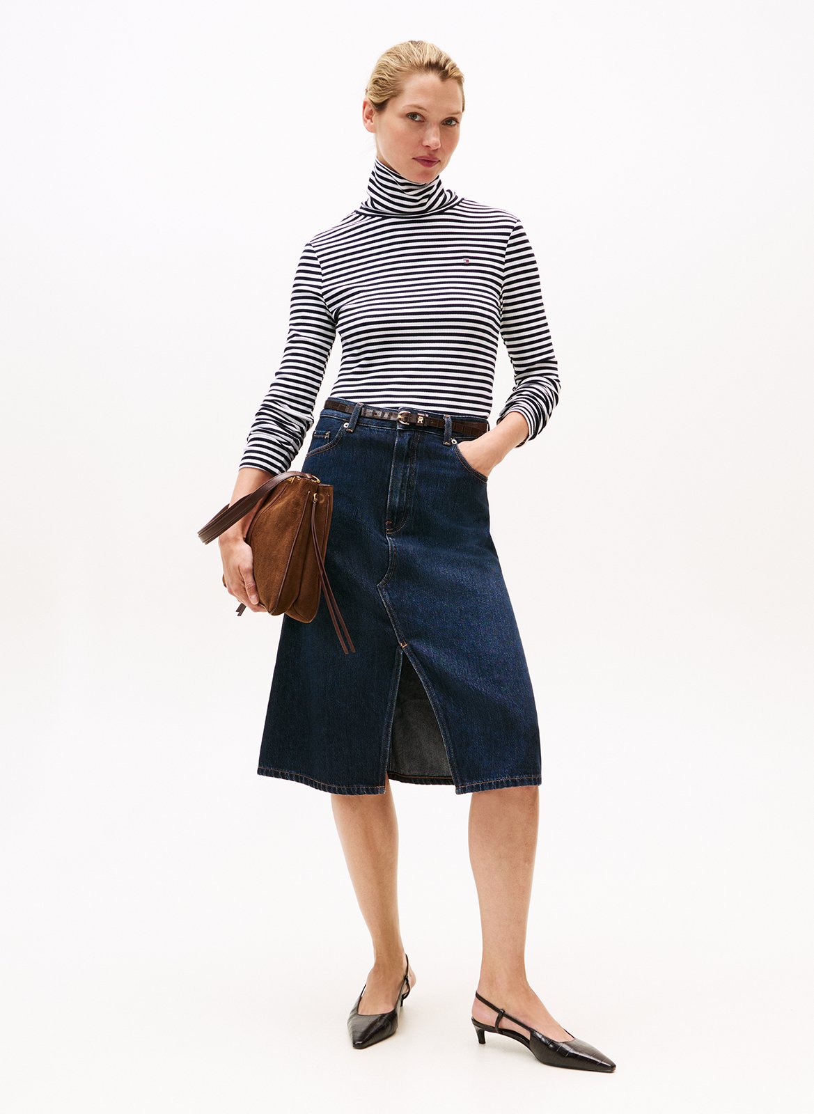 Tee-shirt col roulé à rayures TOMMY HILFIGER Blanc