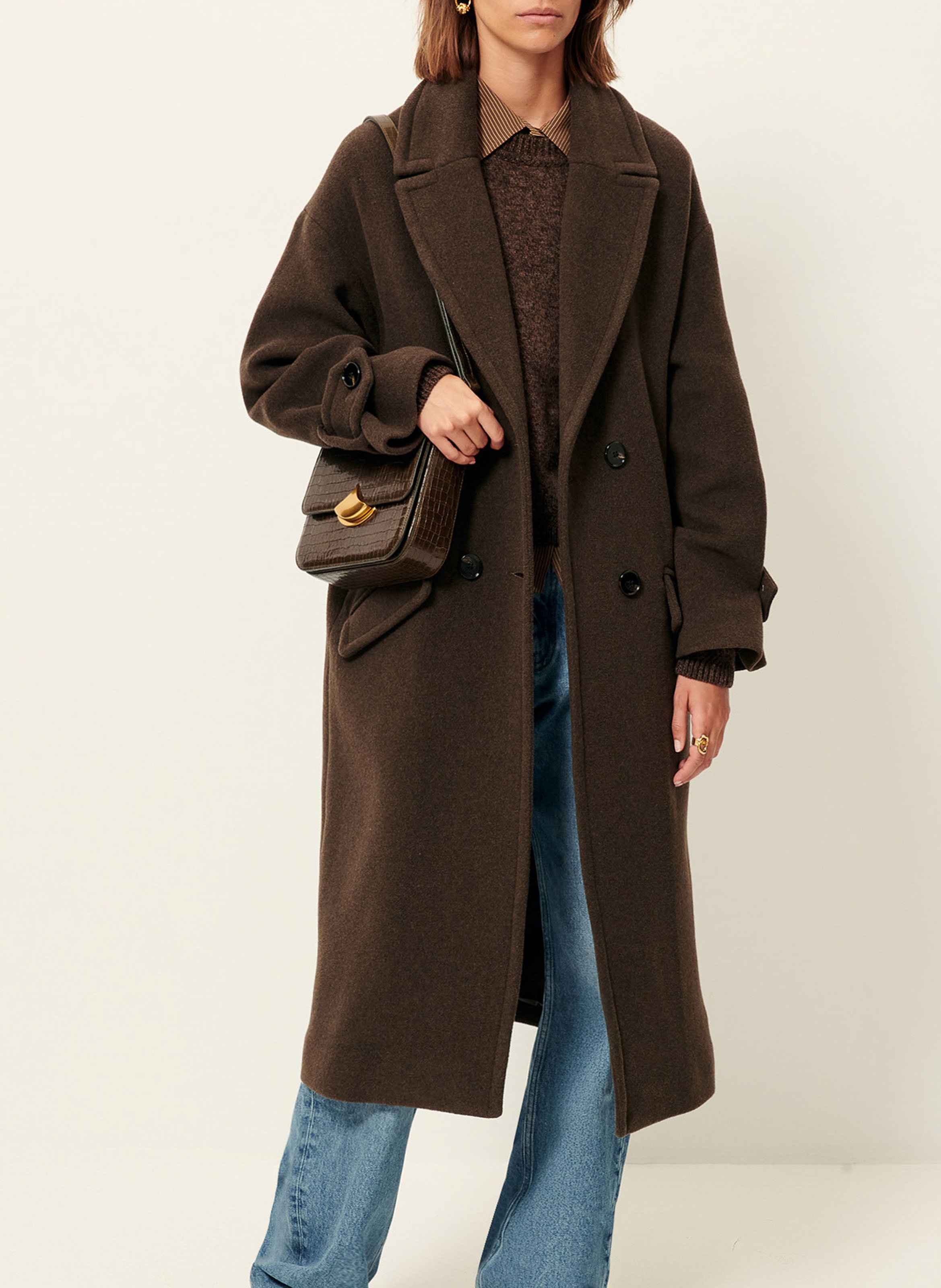 Oversized wool-blend coat with tailored collar SESSUN