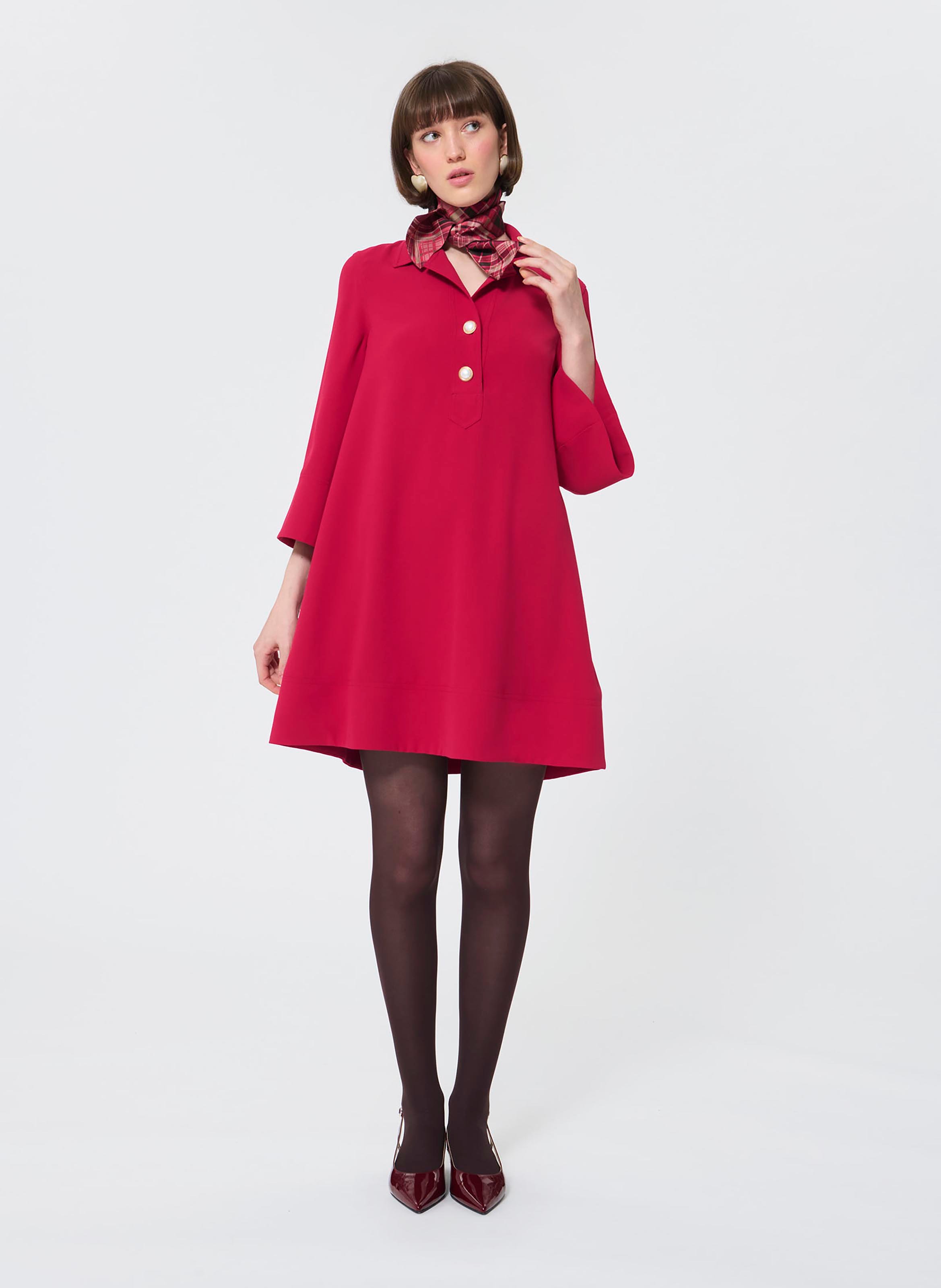 Short straight dress with 3/4 flared sleeves TARA JARMON Red