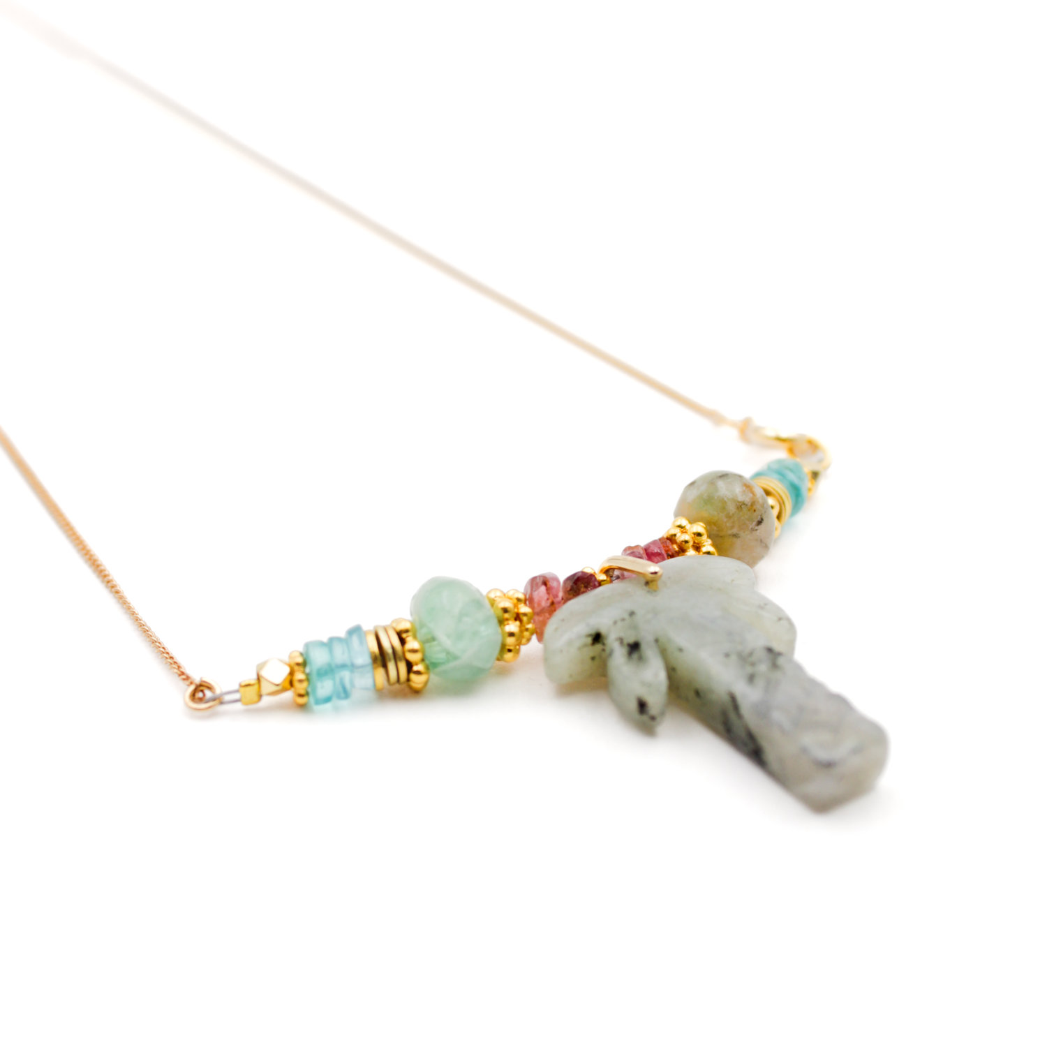 Long heishi palm tree necklace - wild rose L'ATELIER DES DAMES Golden