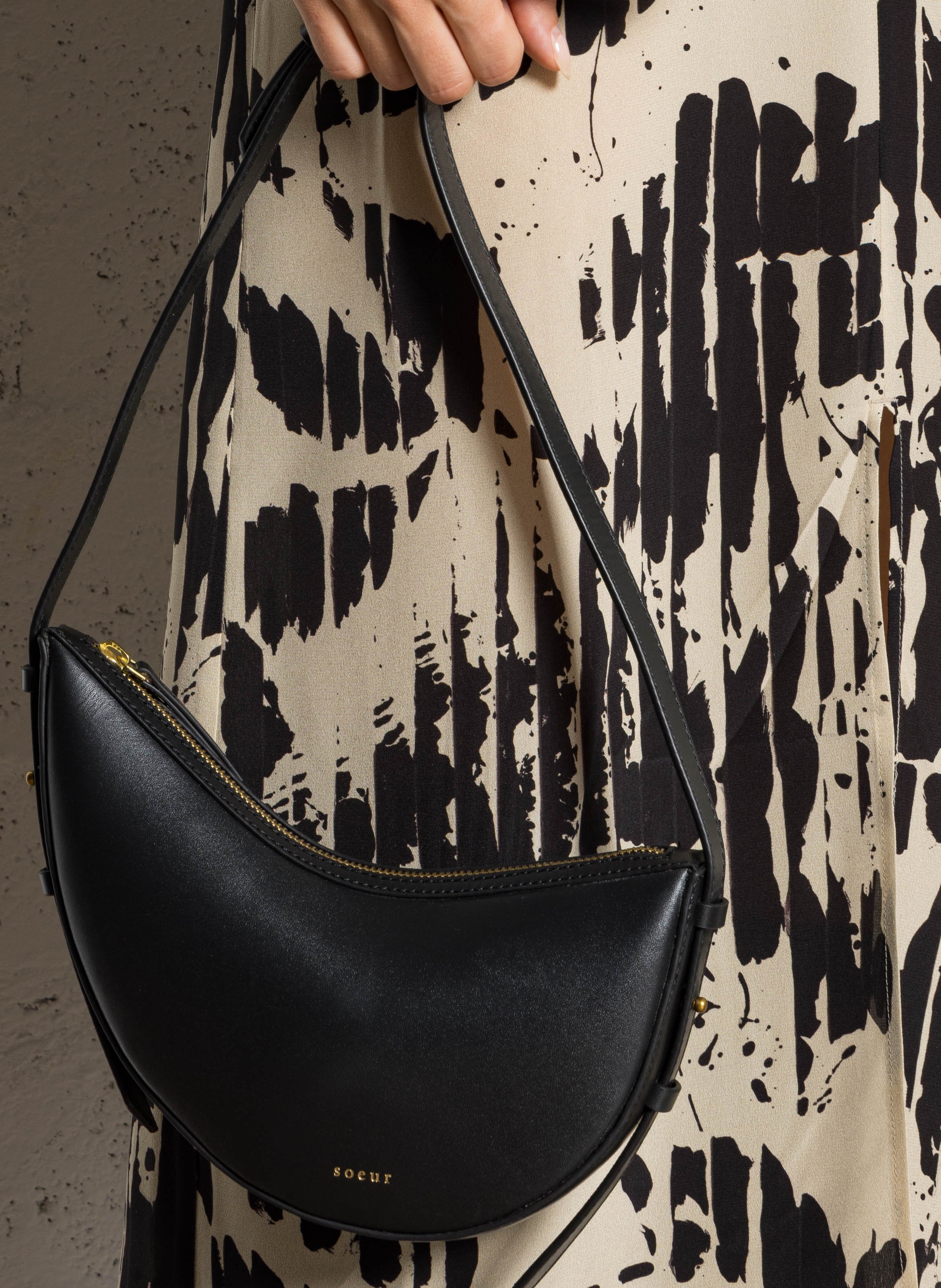 A-line leather skirt SOEUR Black