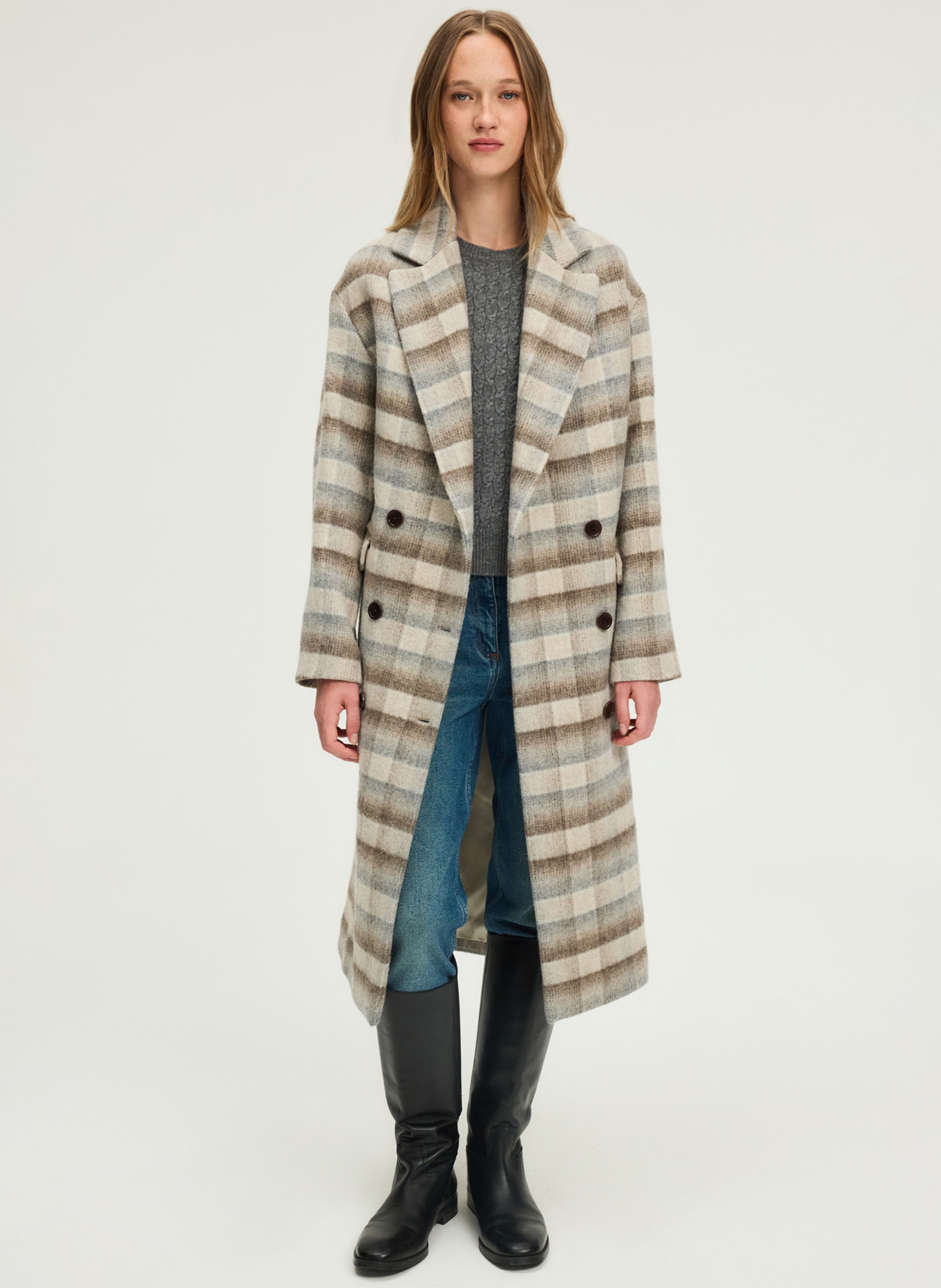 Tailored checkered coat PABLO Beige