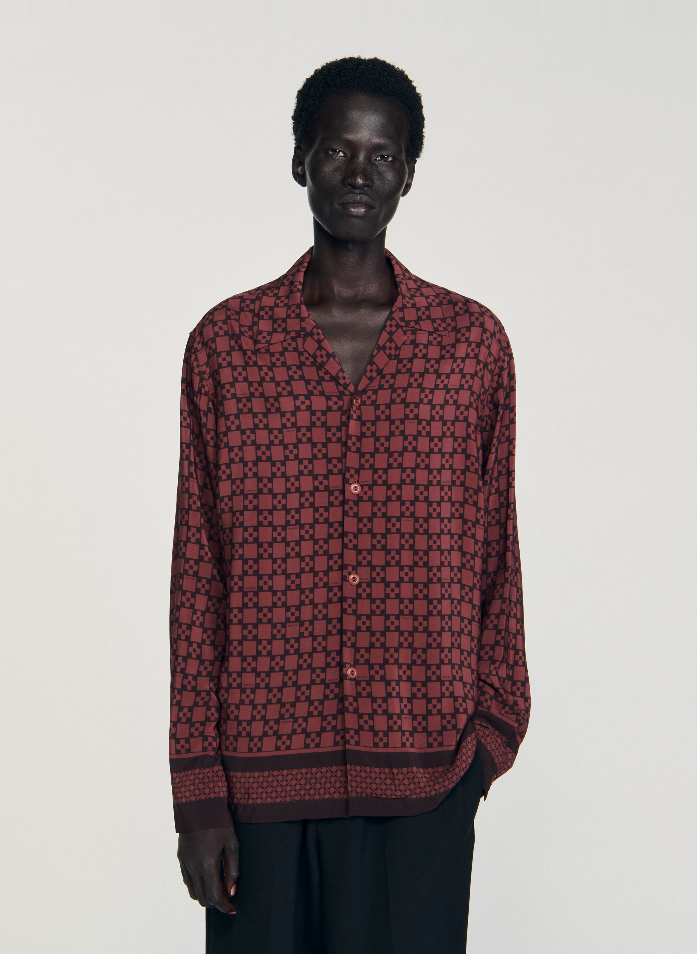 Straight Cuban collar shirt SANDRO Brown