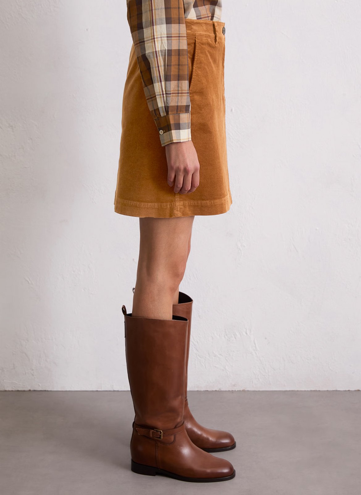 Falda corta de pana acanalada MARC O'POLO Marron