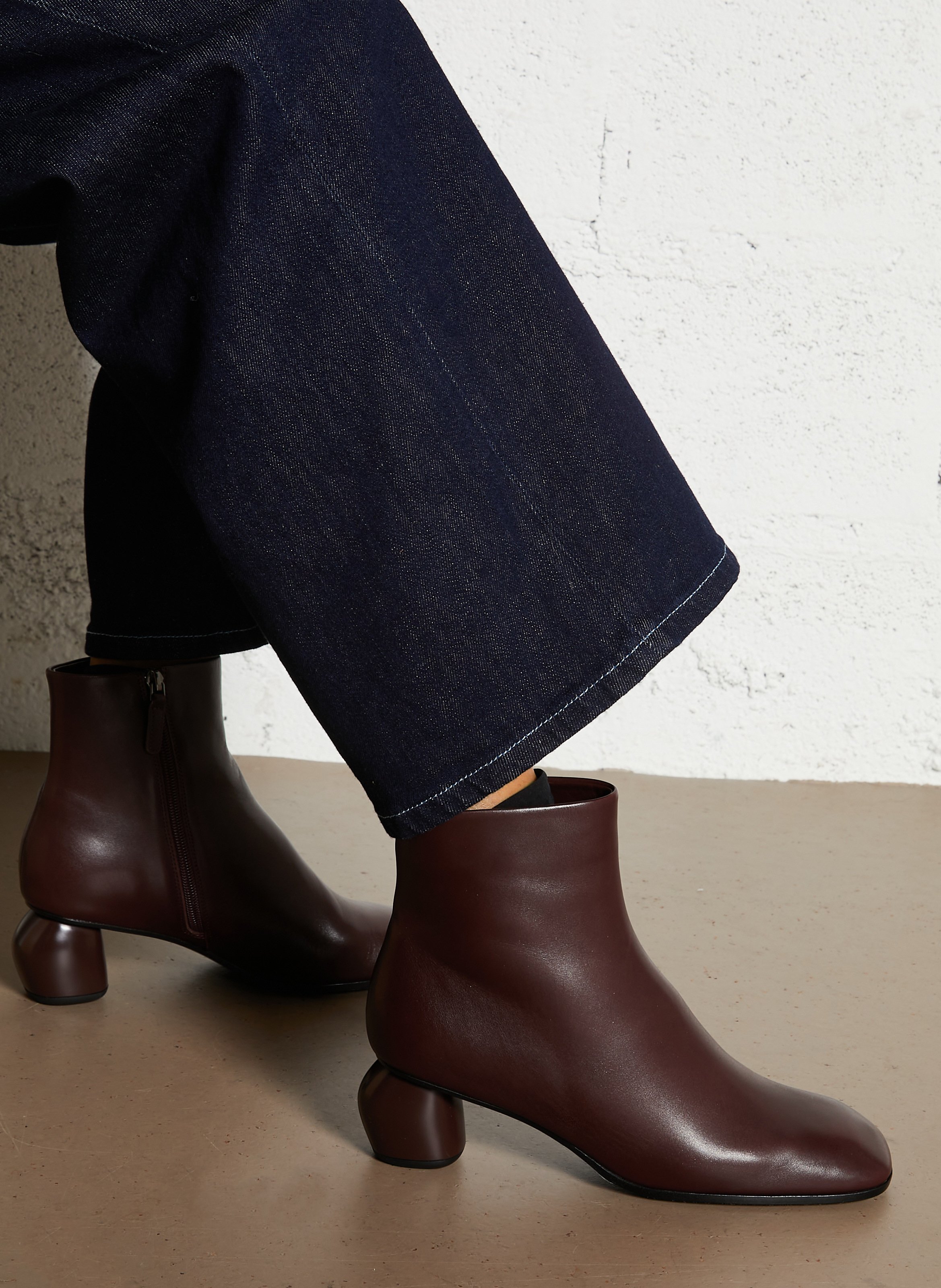 Bottines à talons trotteurs en cuir MI/MAI Rouge