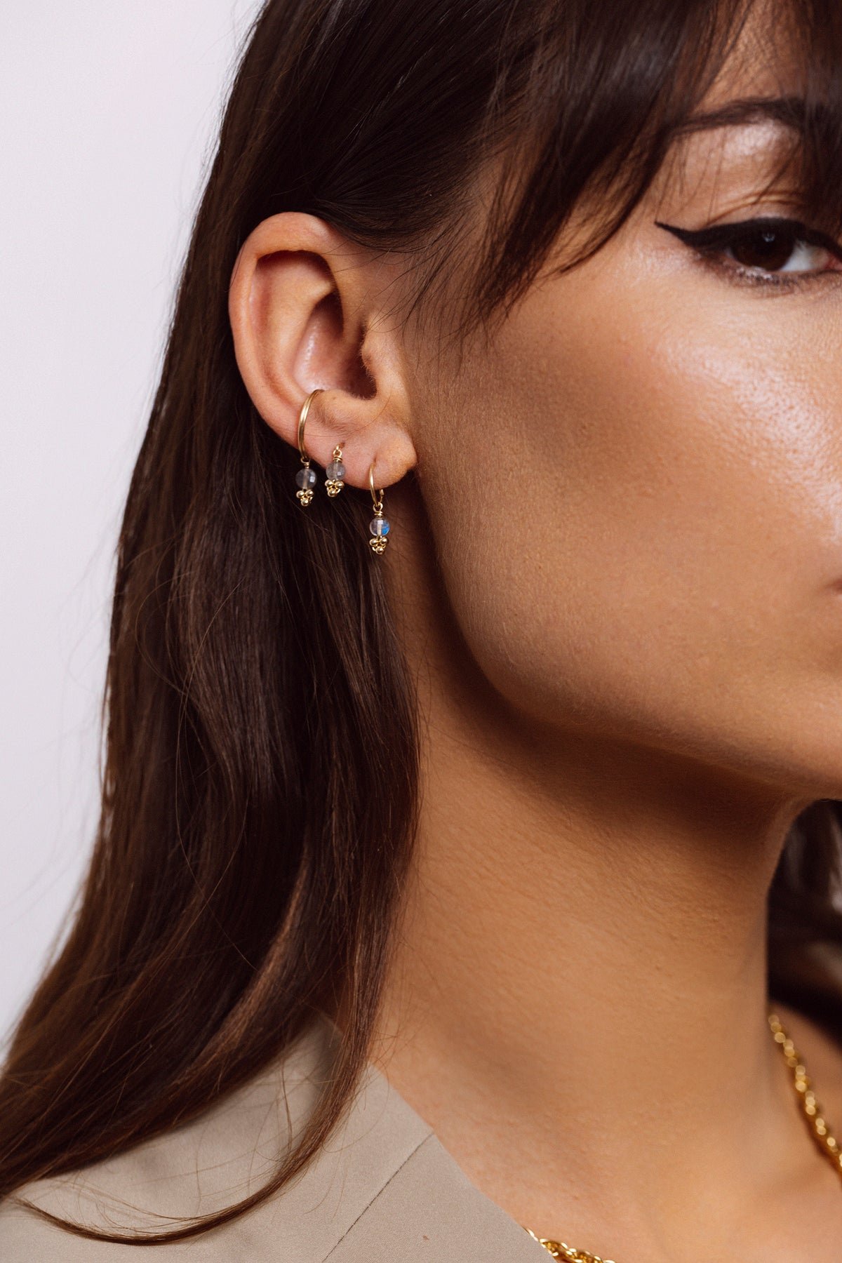 Faux piercing Gaia - labradorite YAY Golden