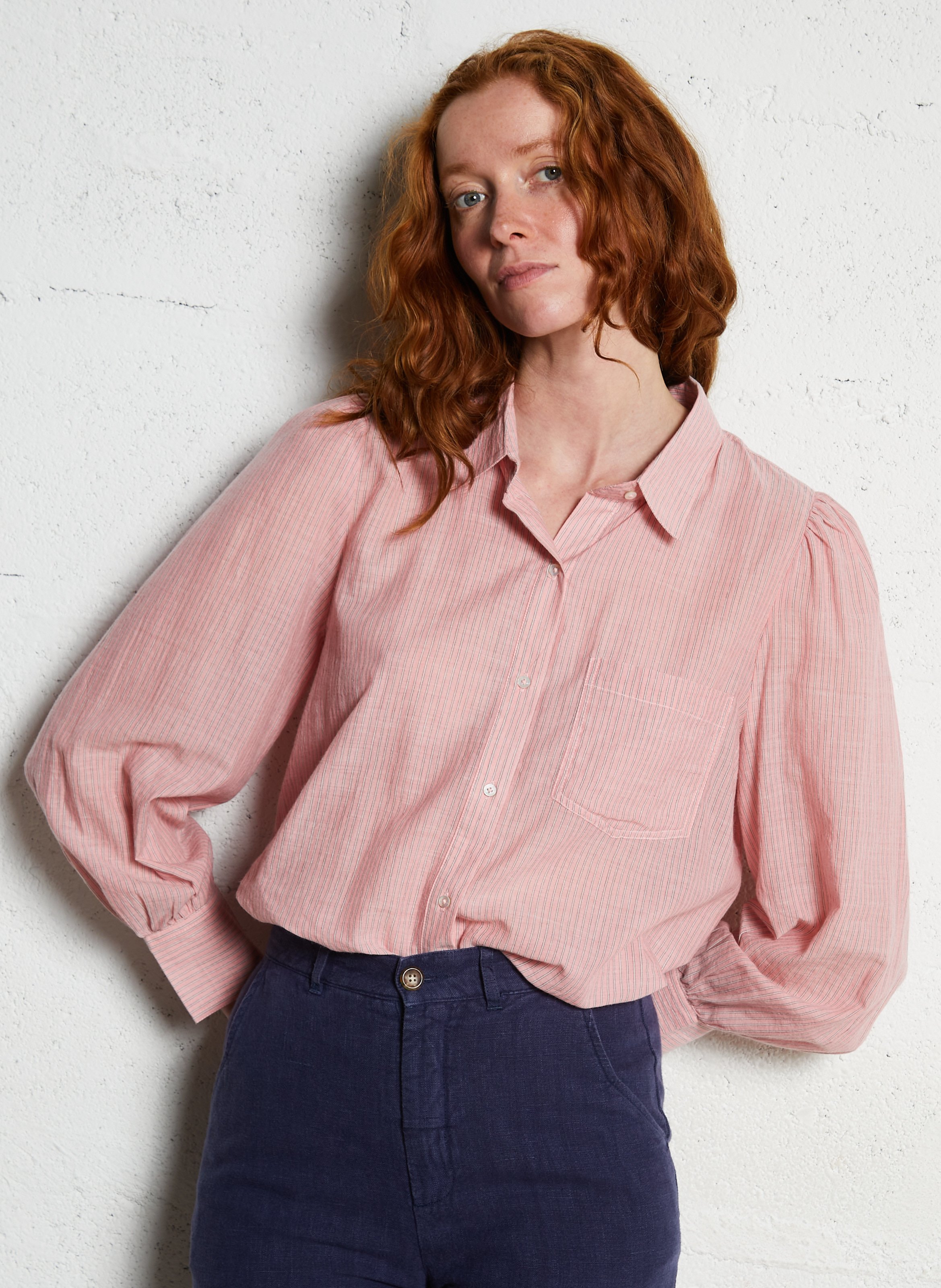 Chemise col classique en coton EMILE ET IDA Rose