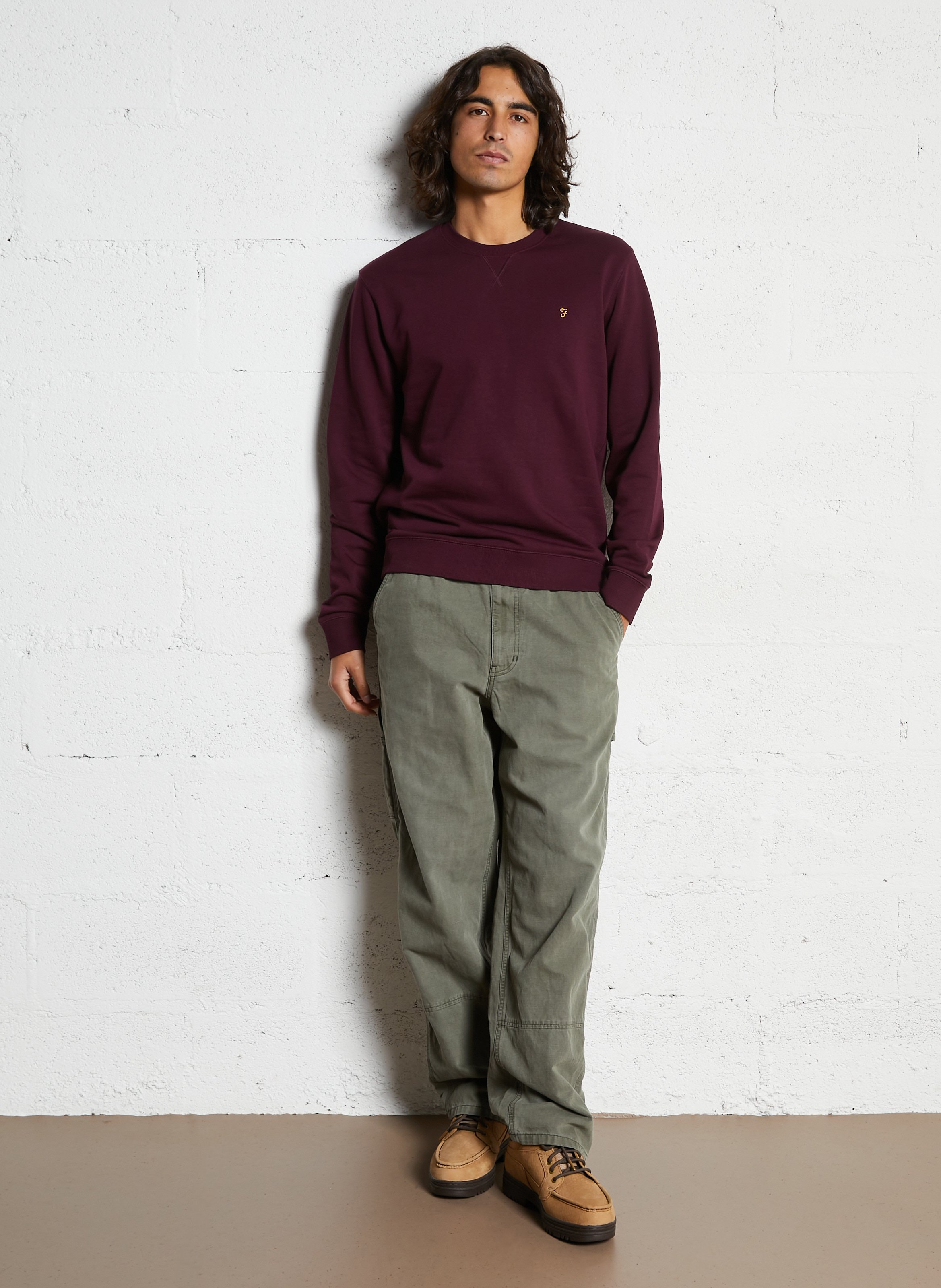 Sweat droit col rond en coton bio FARAH Rouge