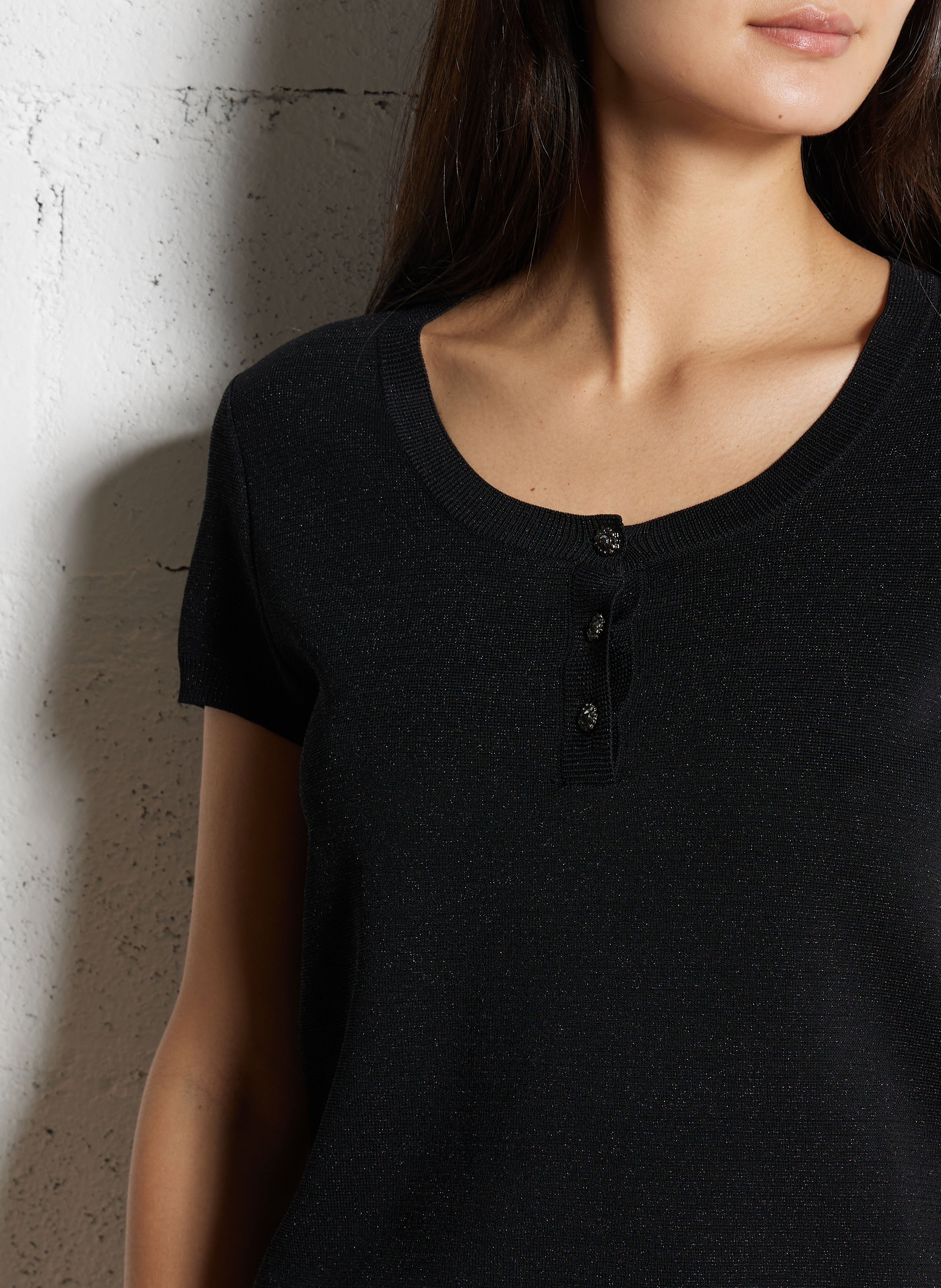 Rechte trui met ronde hals IKKS Zwart