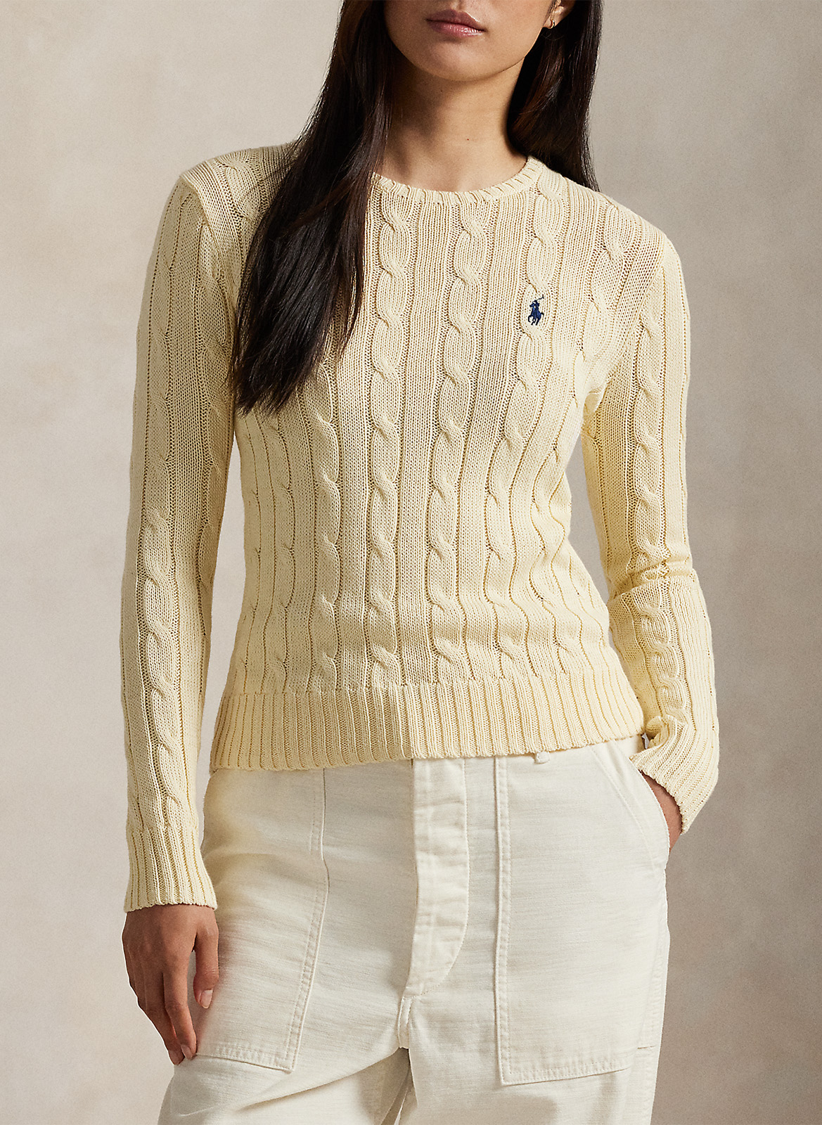 Aansluitende ronde hals trui van katoen POLO RALPH LAUREN Beige