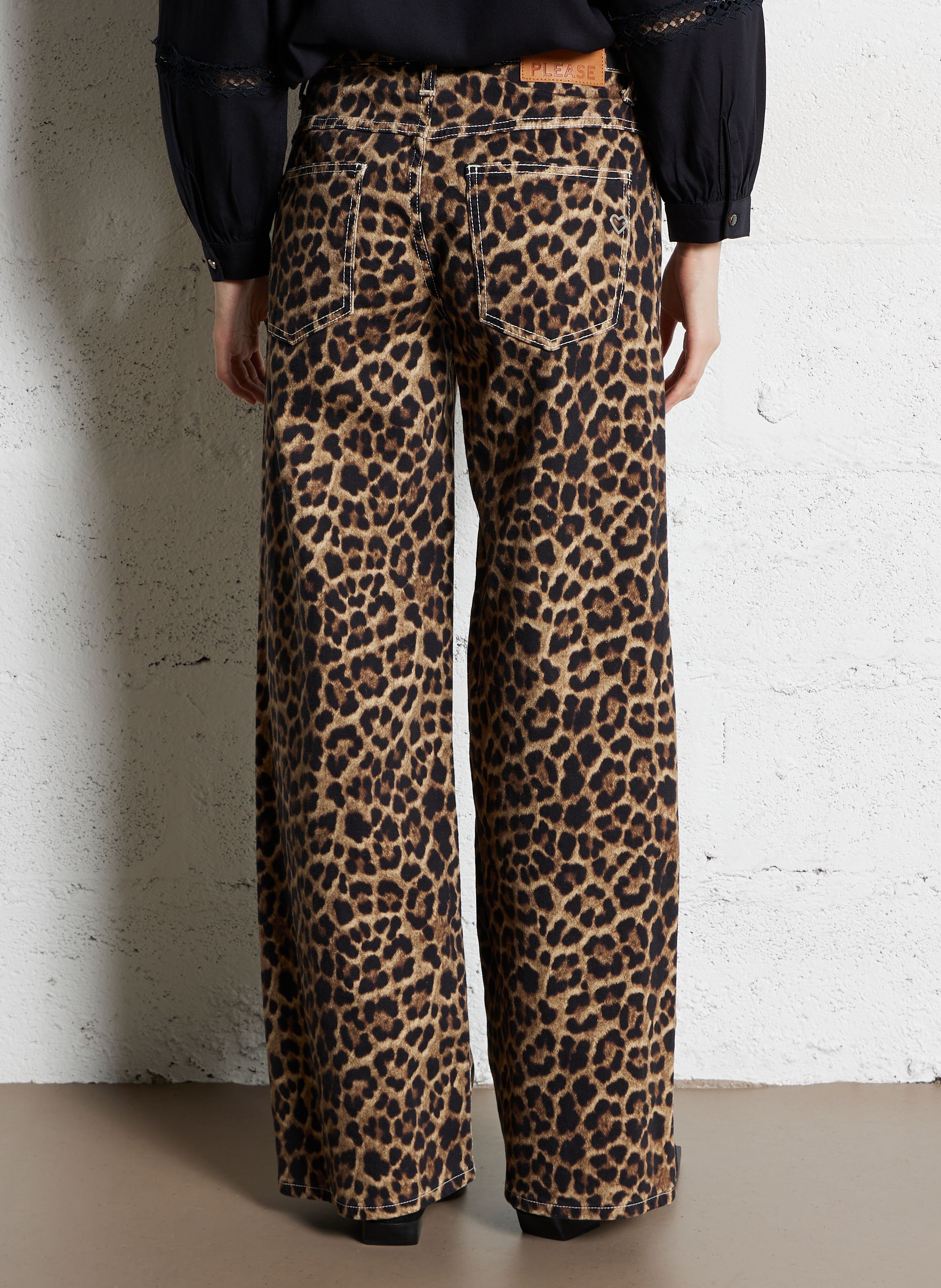 Pantalon droit en coton mélangé PLEASE Multicolore