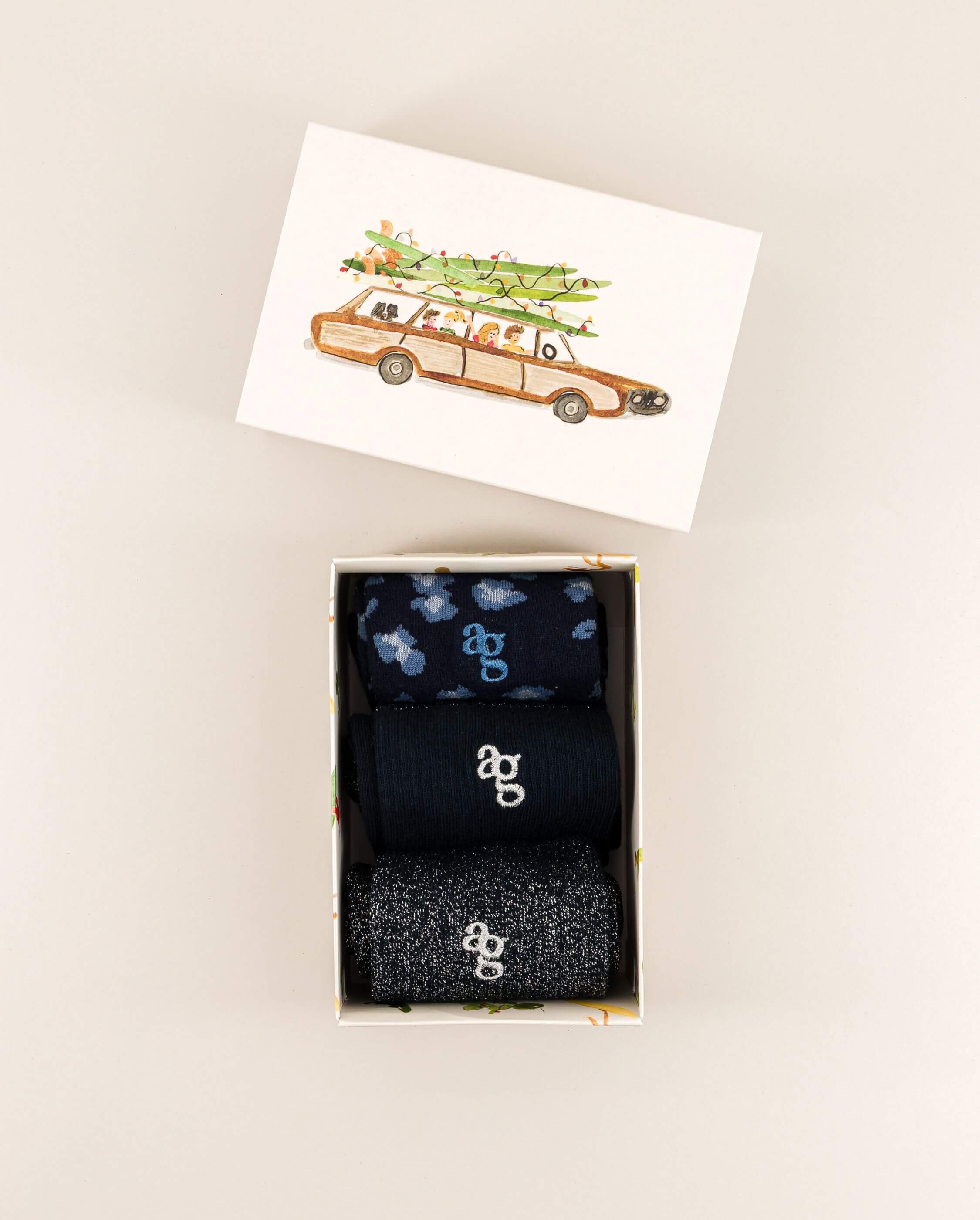 Pack of 3 pairs of women's socks, navy ANGARDE Blue