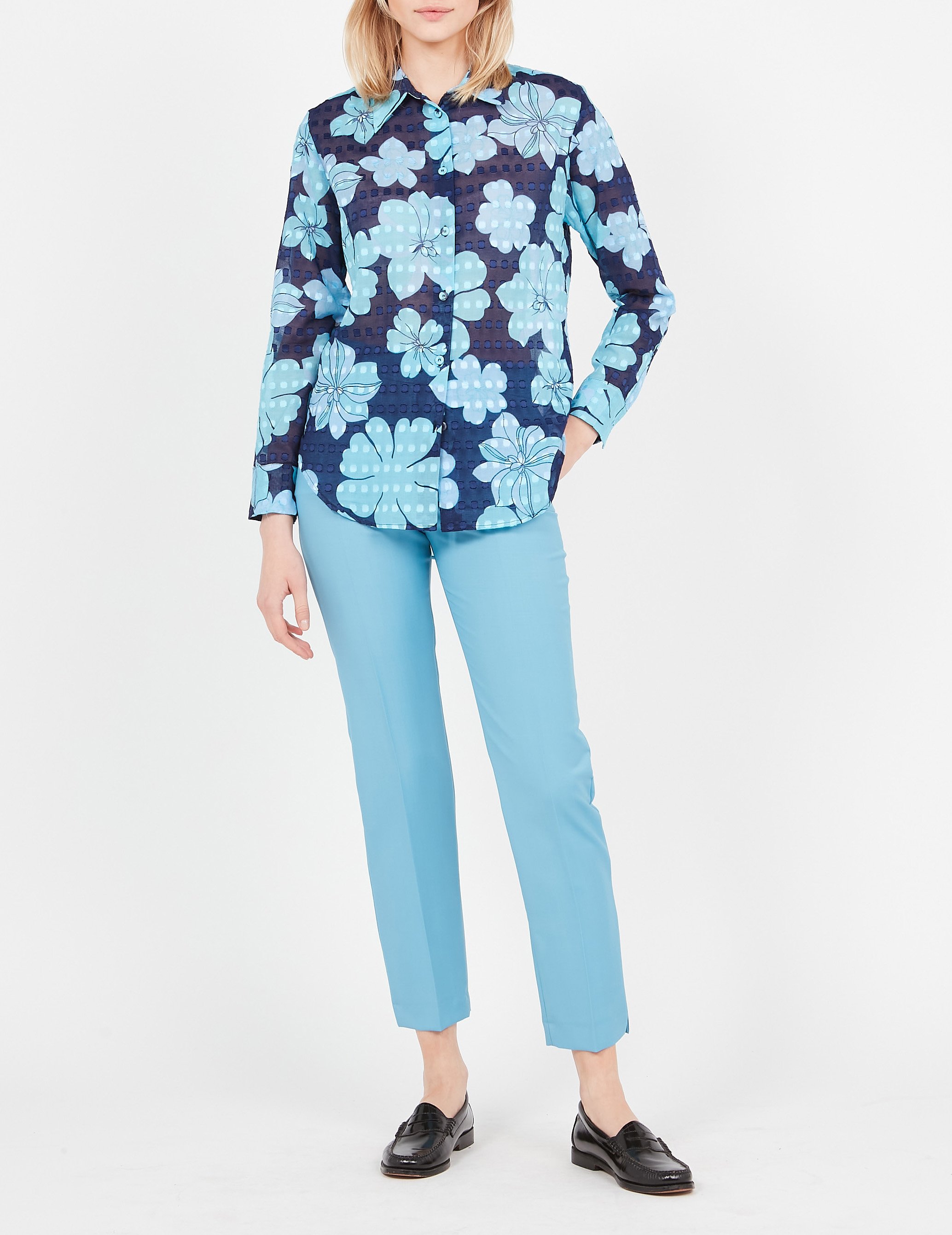 Pantalon droit en laine mélangée PAUL AND JOE Bleu