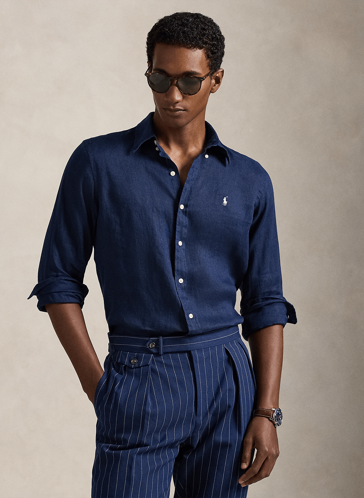 Linnen, regular fit overhemd POLO RALPH LAUREN Blauw