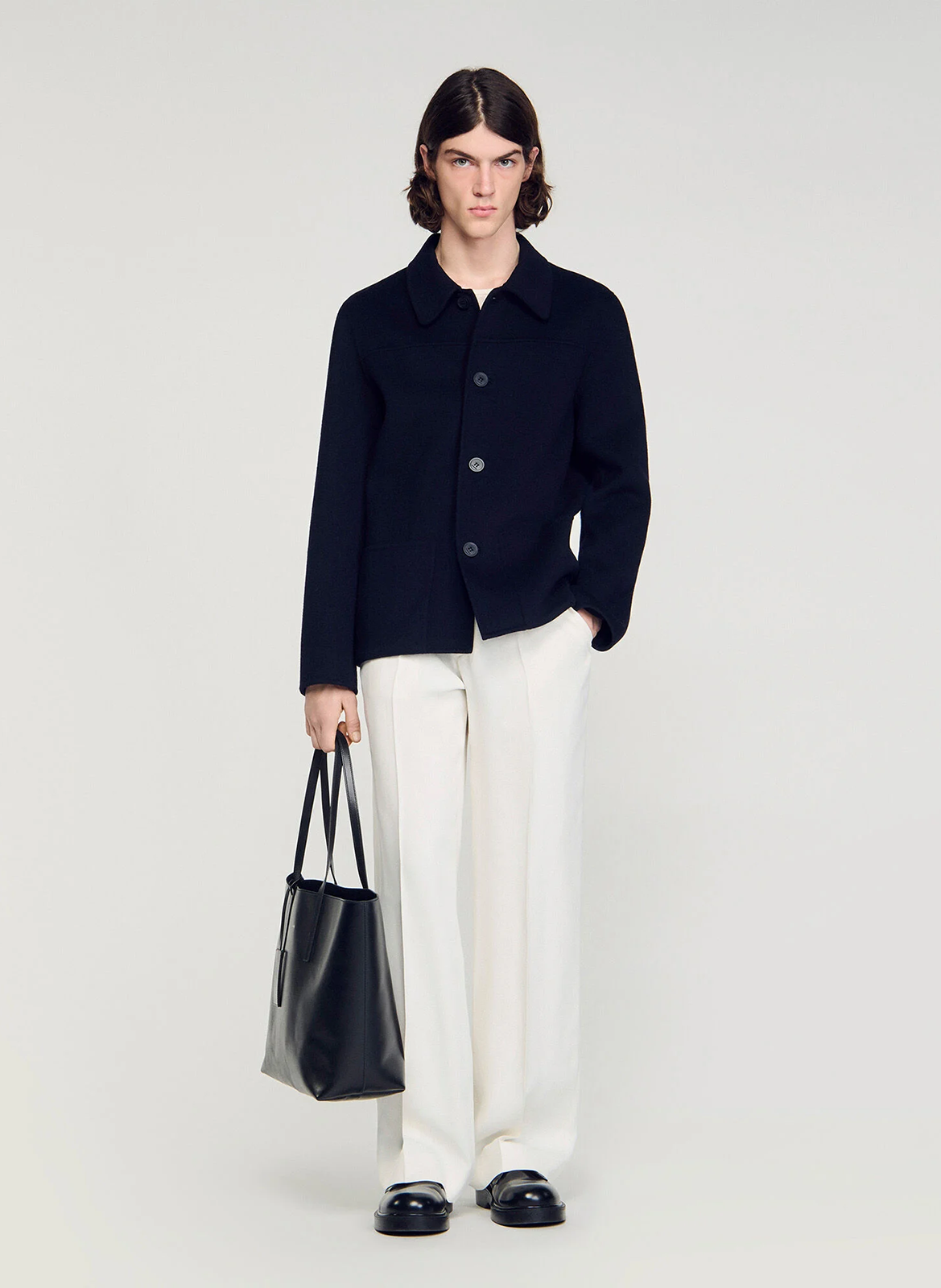 Jack van wolmix met klassieke kraag SANDRO Blauw