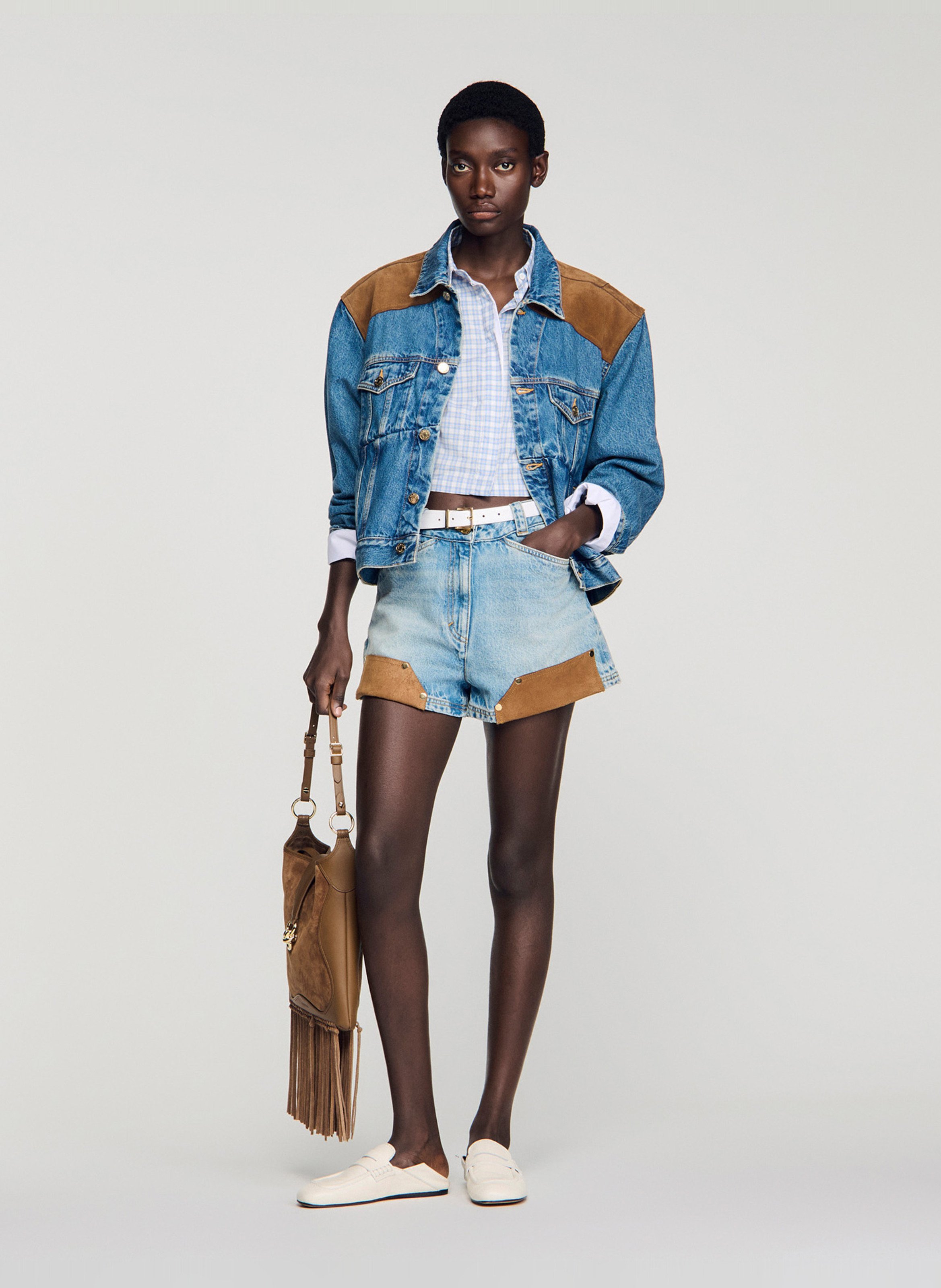 Straight cotton shorts SANDRO Blue