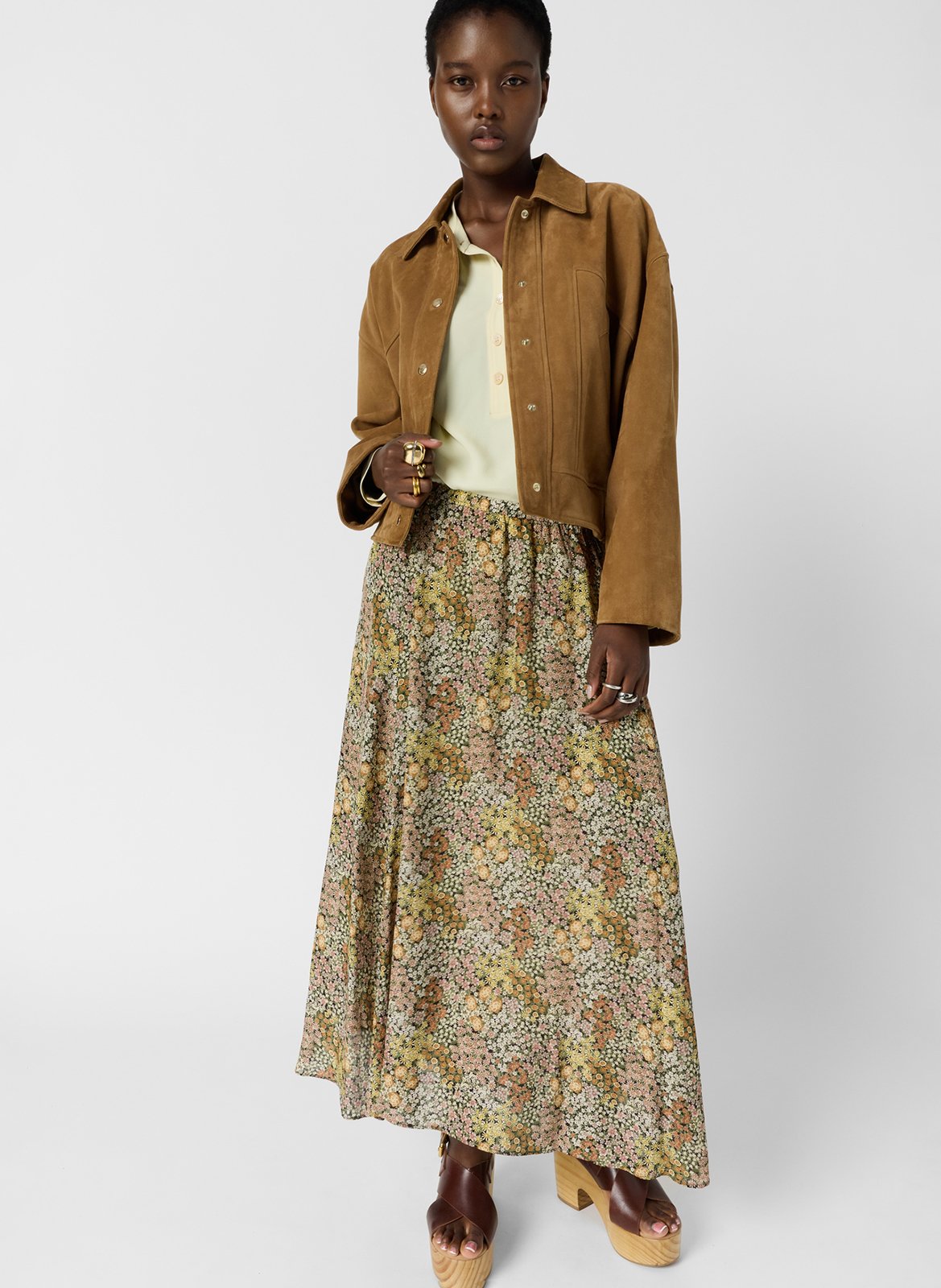 Flared floral maxi skirt GERARD DAREL Pink