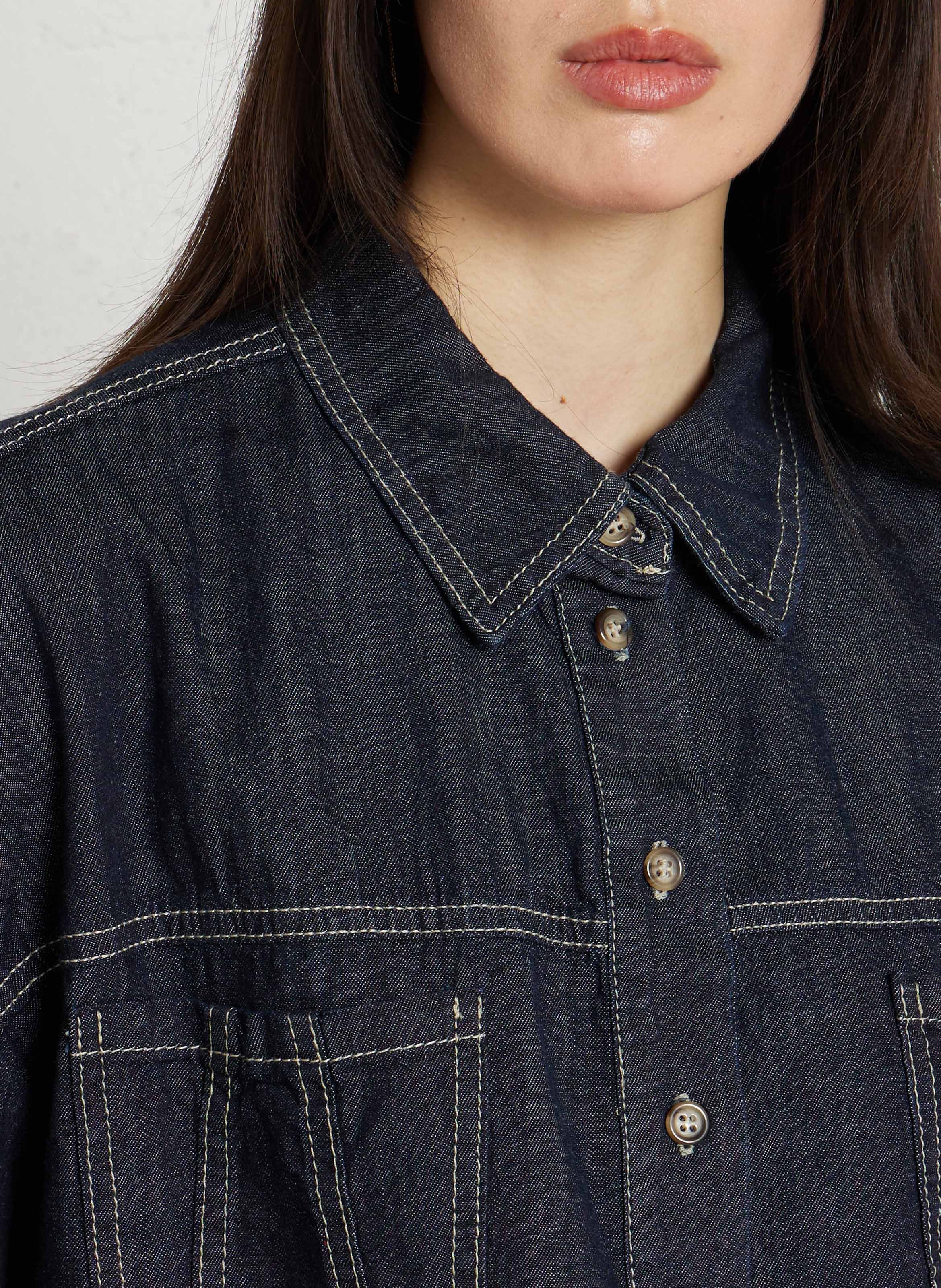 Cotton jacket with classic collar PLEASE Blue