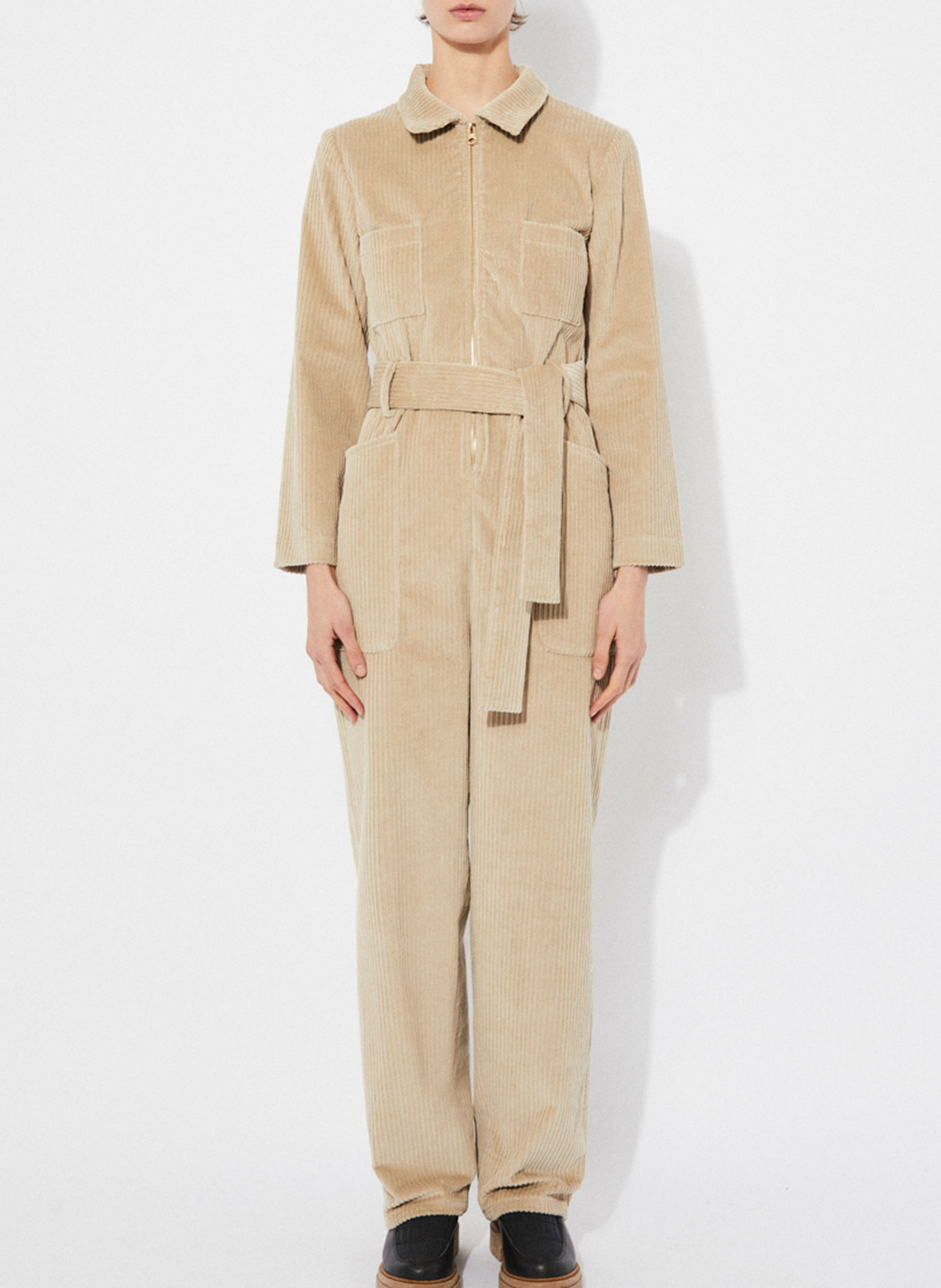 Cotton-blend denim shirt with classic collar RITA ROW Beige