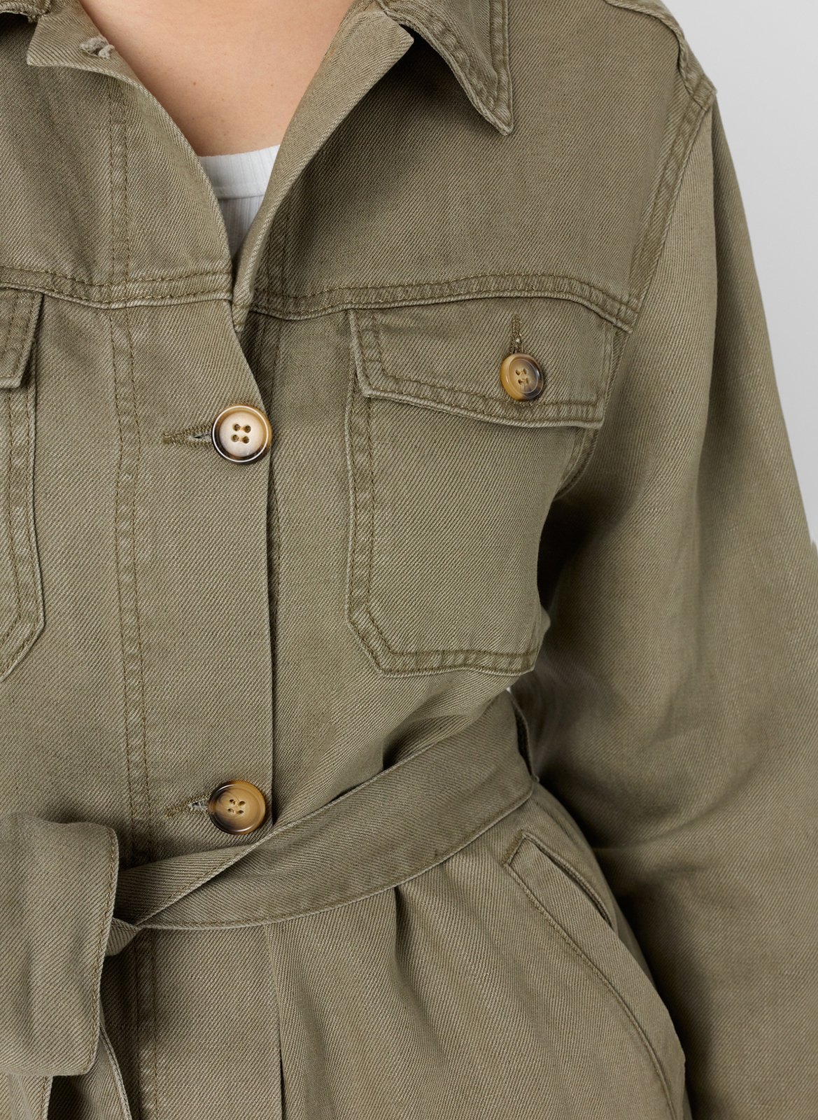Belted jacket with classic collar GERARD DAREL Khaki