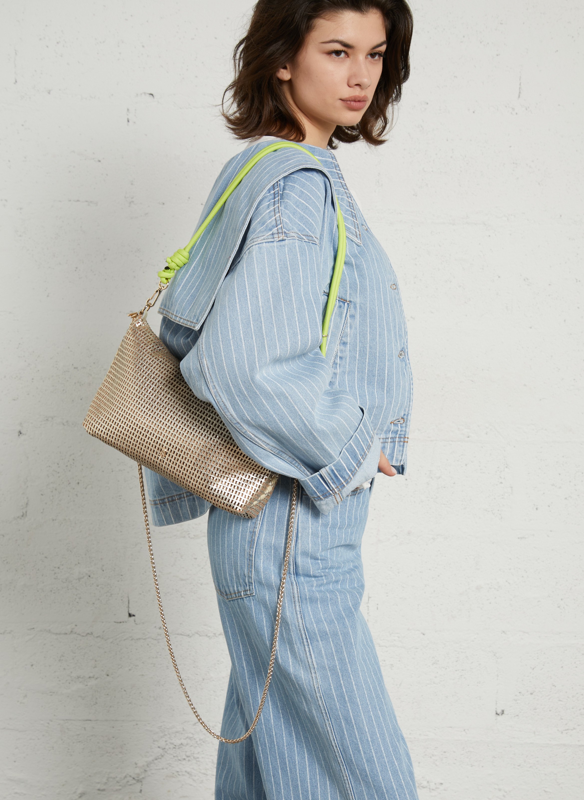 Leather clutch bag CRAIE STUDIO Golden