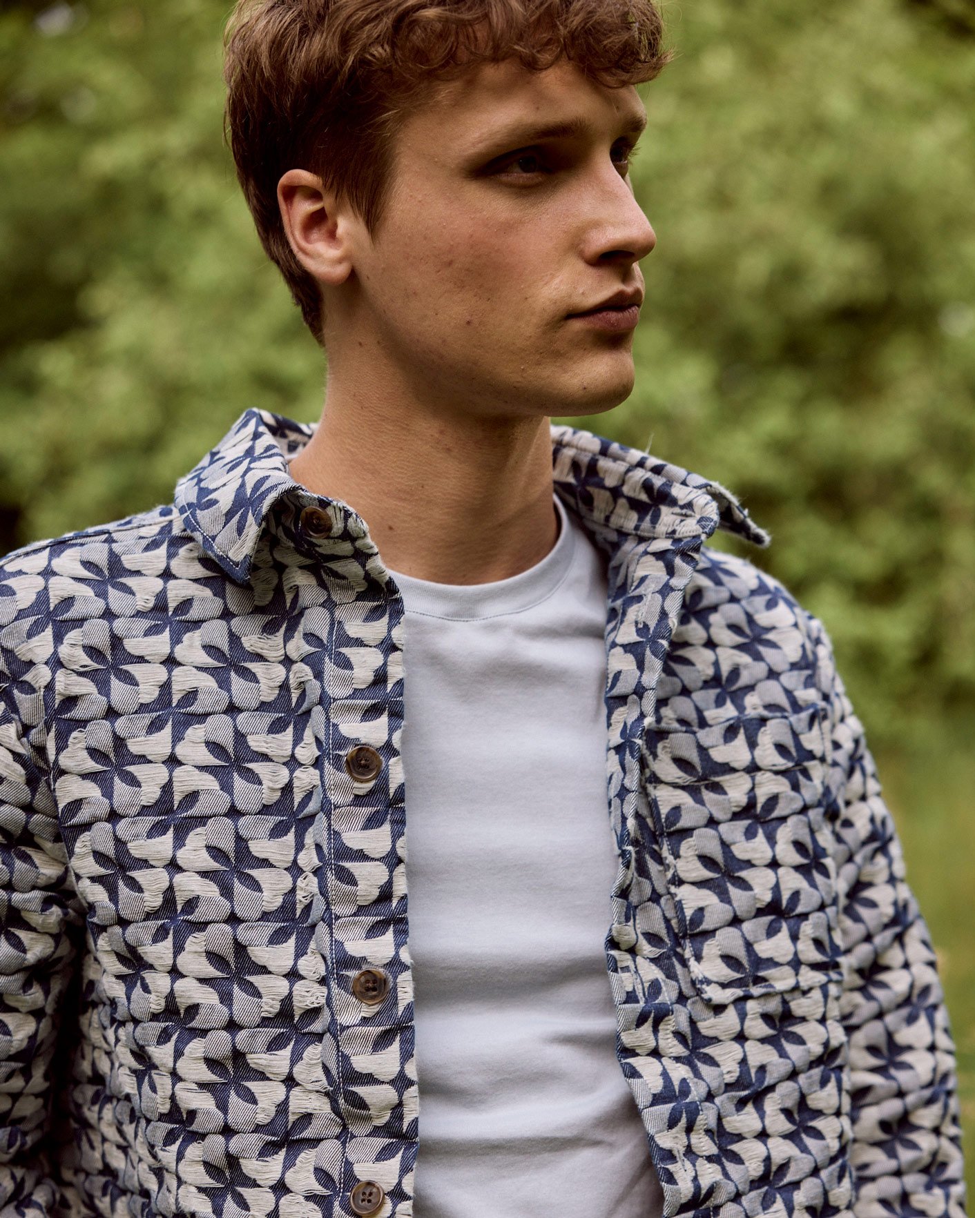 Surchemise droite en coton imprimé FAGUO Bleu