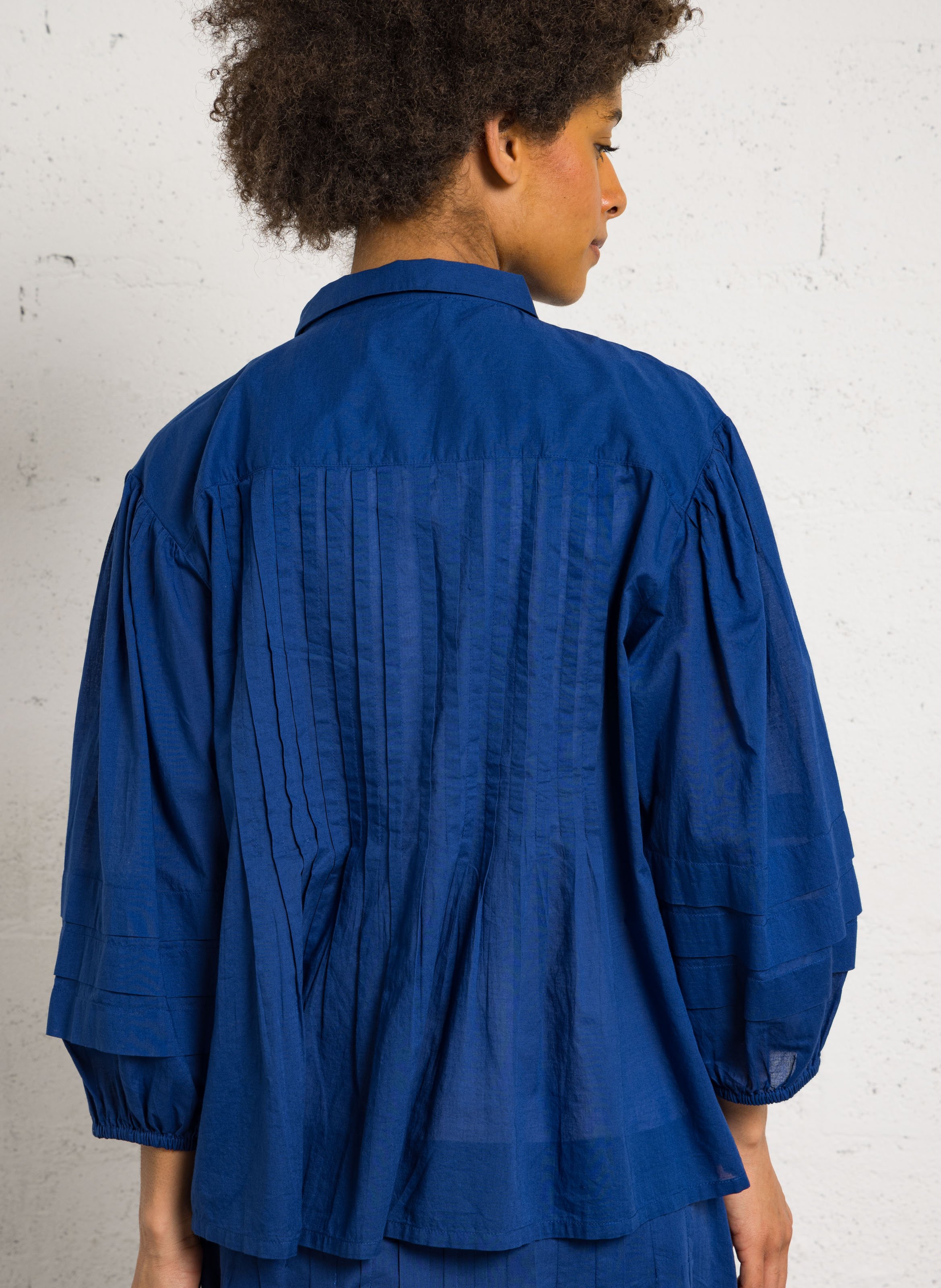 Organic cotton shirt with classic collar Blue