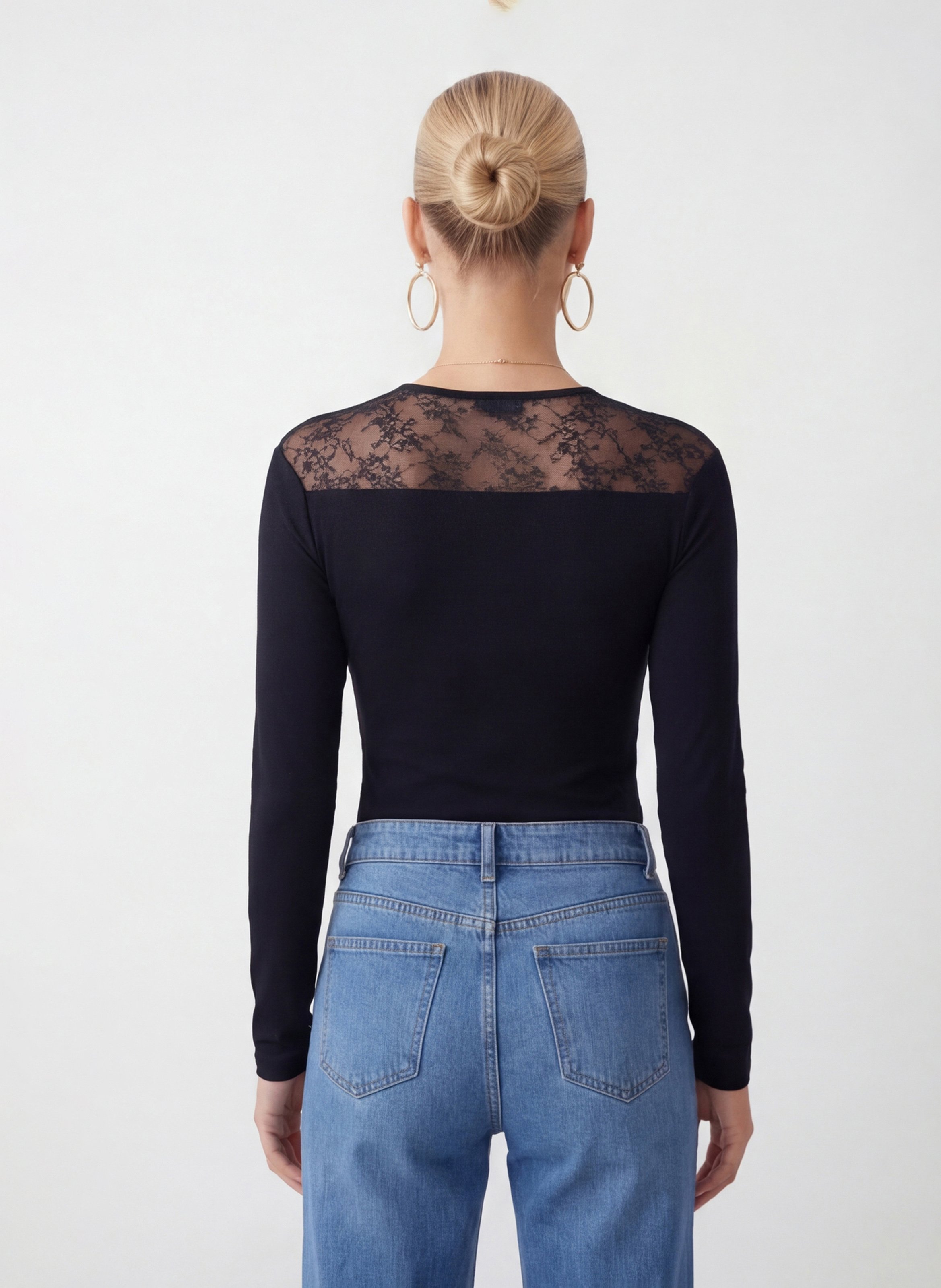 Fitted T-shirt with lace detail KOOKAI Black