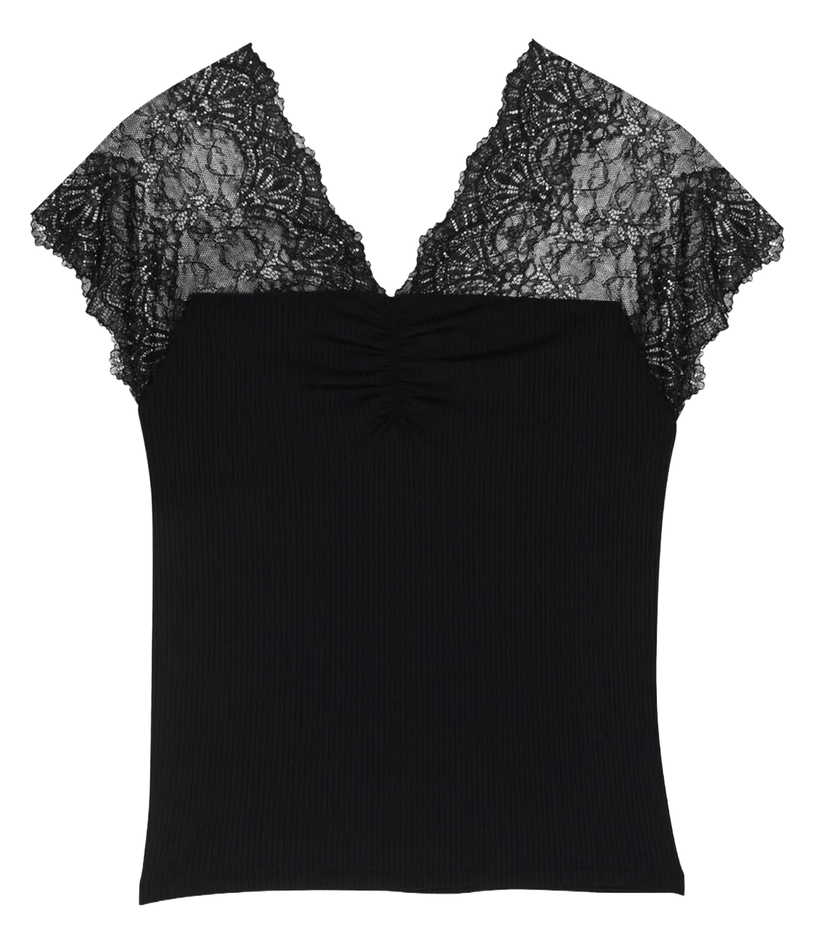 Nauwsluitende top met V-hals MAJE Zwart