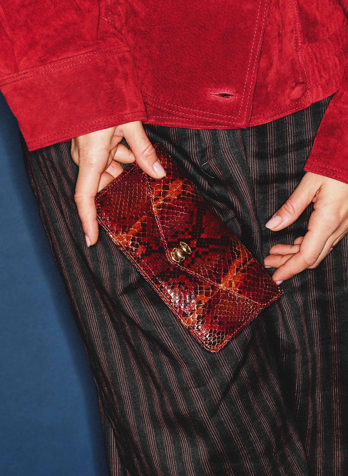 Clutch aus Pythonleder CLARIS VIROT Mehrfarbig