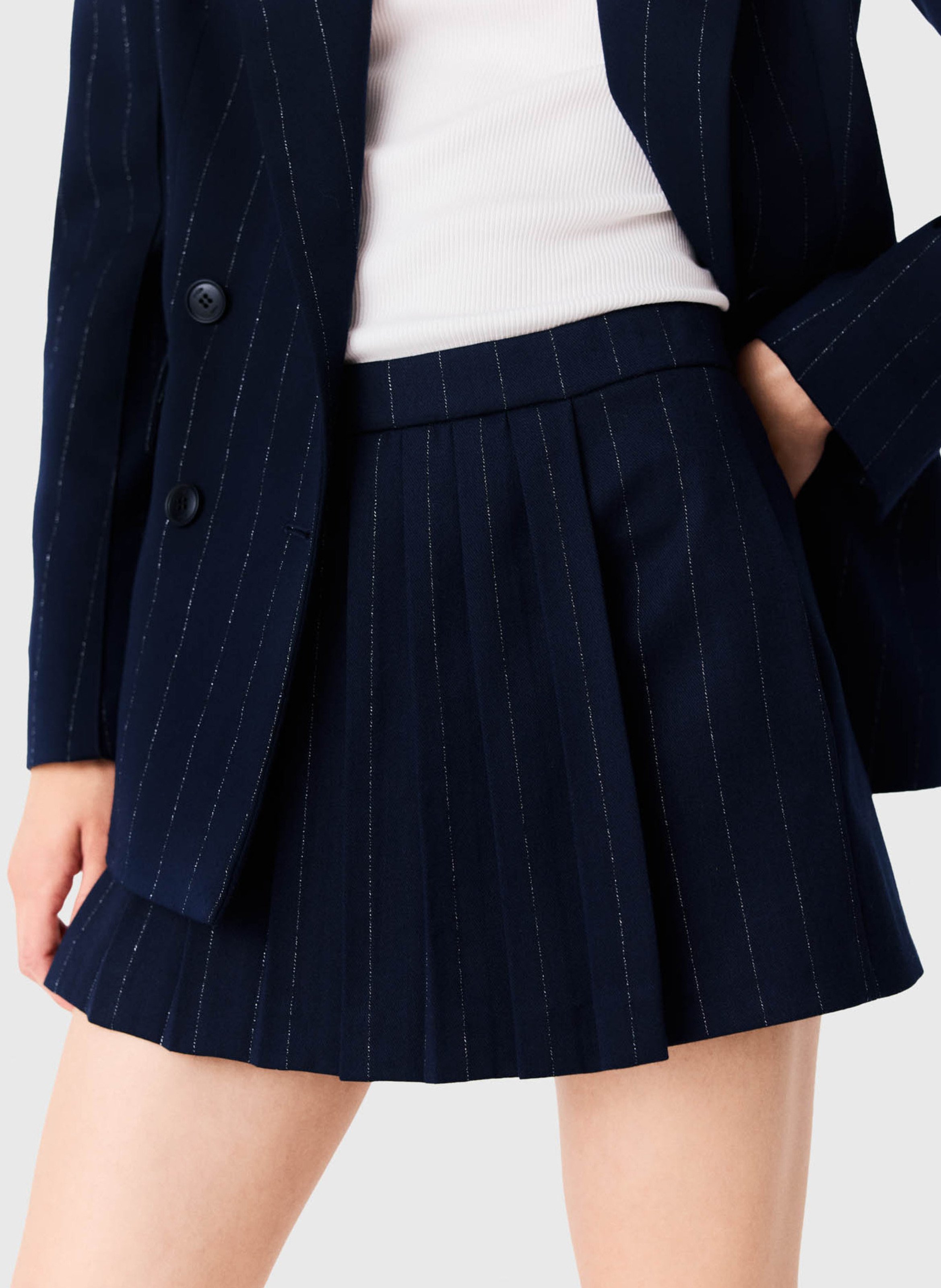 Korte rok met fijne strepen MAJE Blauw