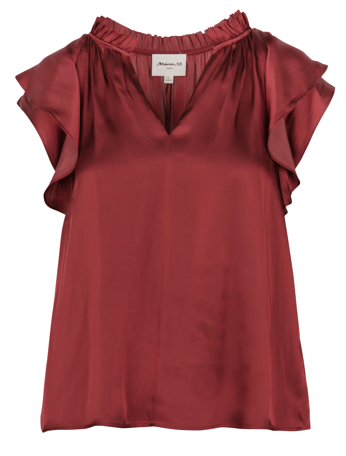 Sleeveless Satin Ruffled Top MAISON 123 Red