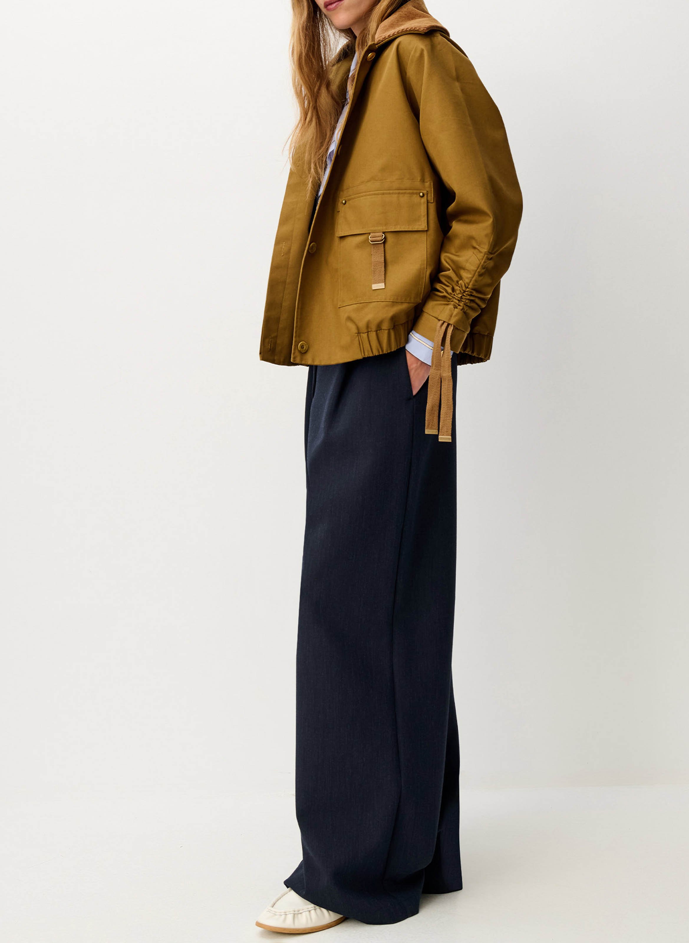 Blouson oversize col classique en coton mélangé SESSUN Marron