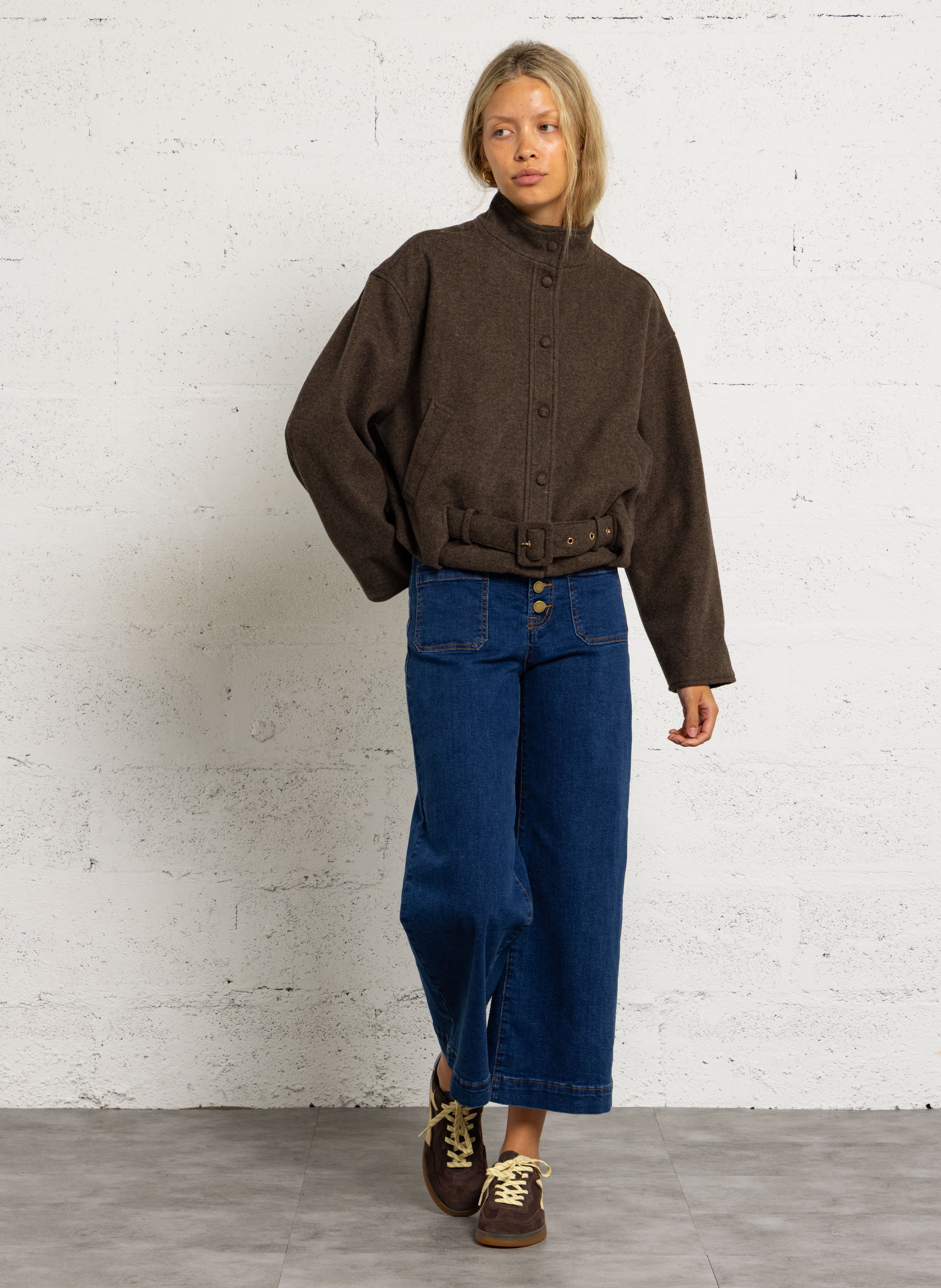 Oversized high collar jacket LA PETITE ETOILE Brown